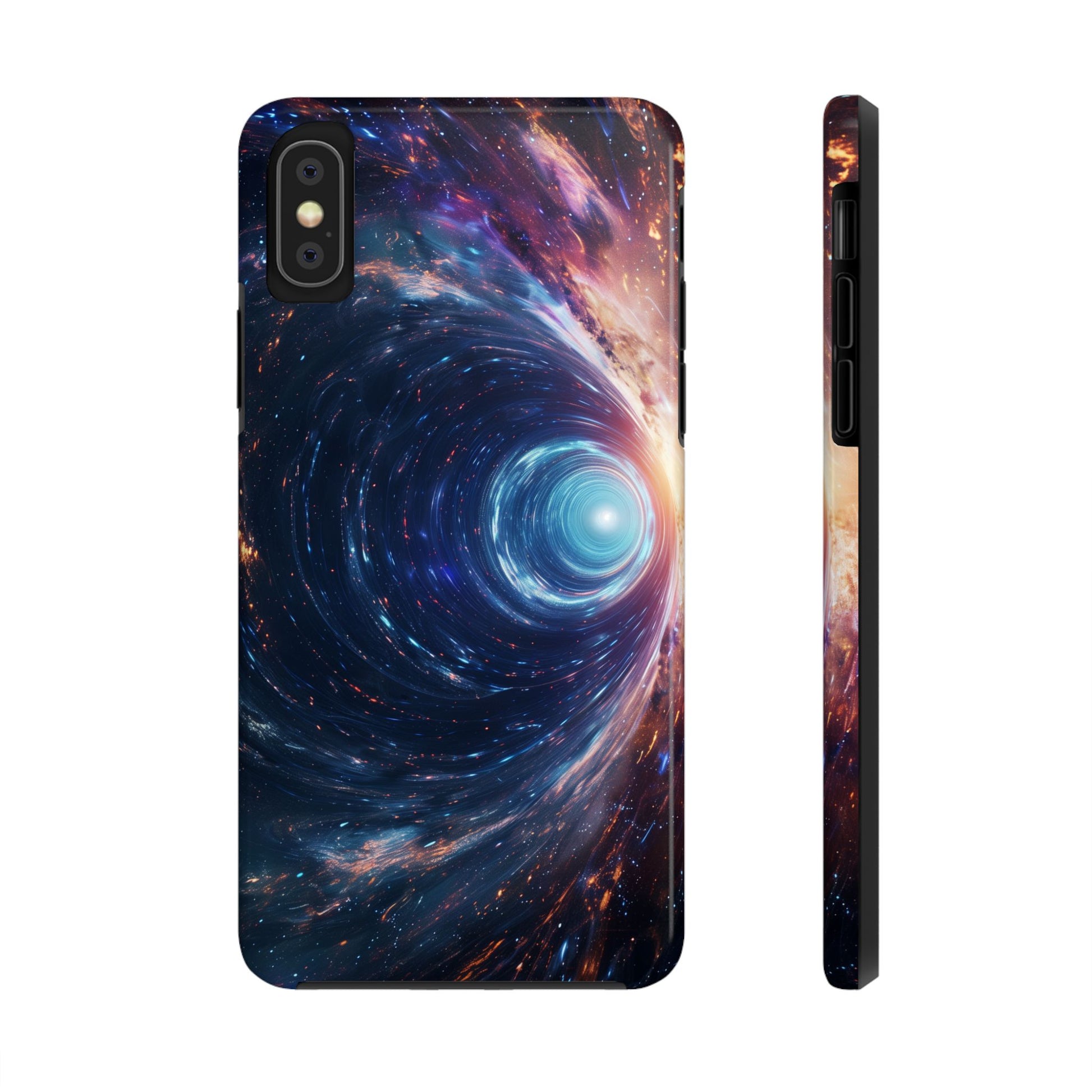 Geeky iPhone Case - Space Geek Case - Space Wormholes Phone Case - Cosmic Galaxy Cover with Futuristic Wormhole Design - Sci-Fi iphone Case