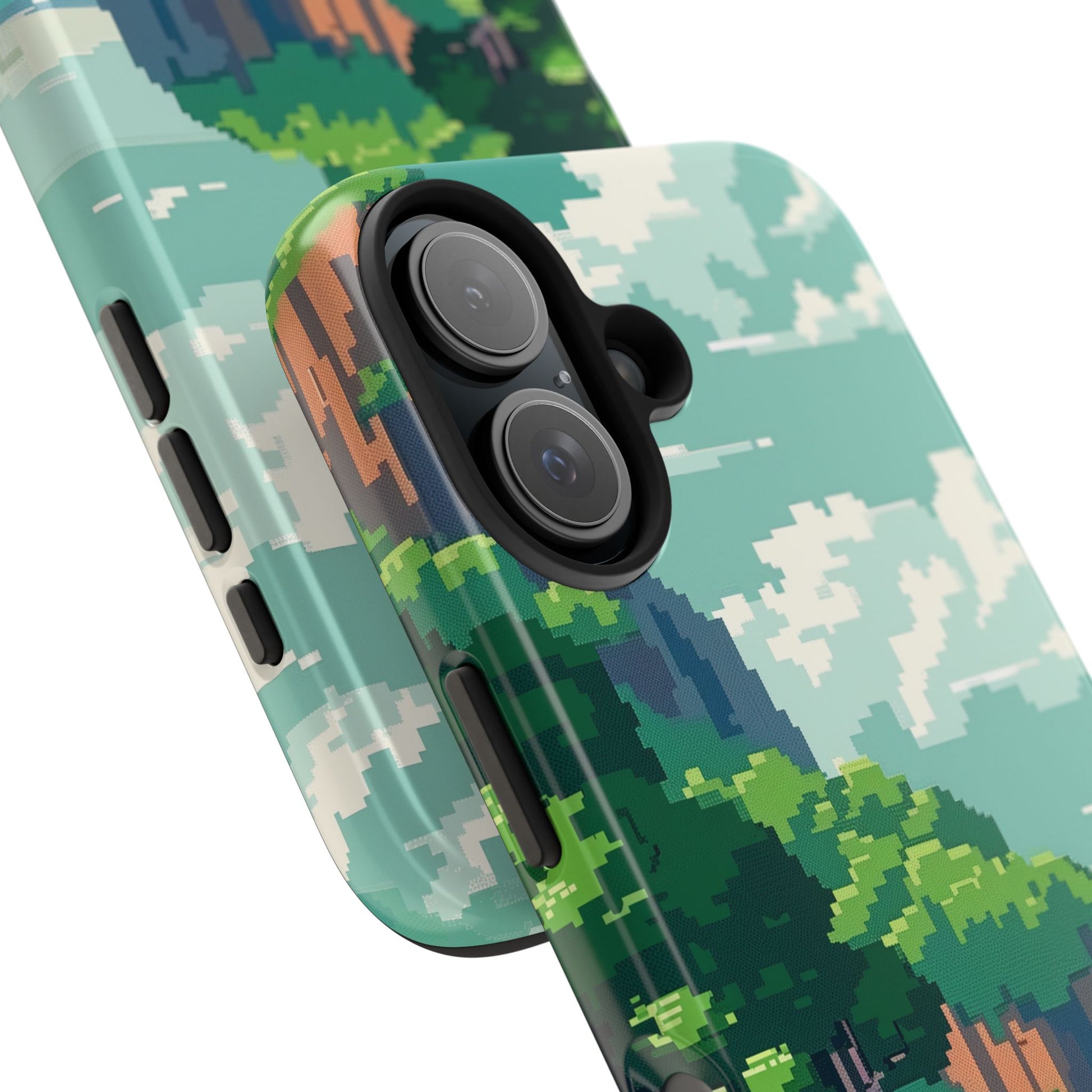 Pixel Art Video Game Landscapes Phone Case, Retro Gaming Pixelated Design, Geeky Gamer Phone Cover, Unique Video Game Art Accessories
