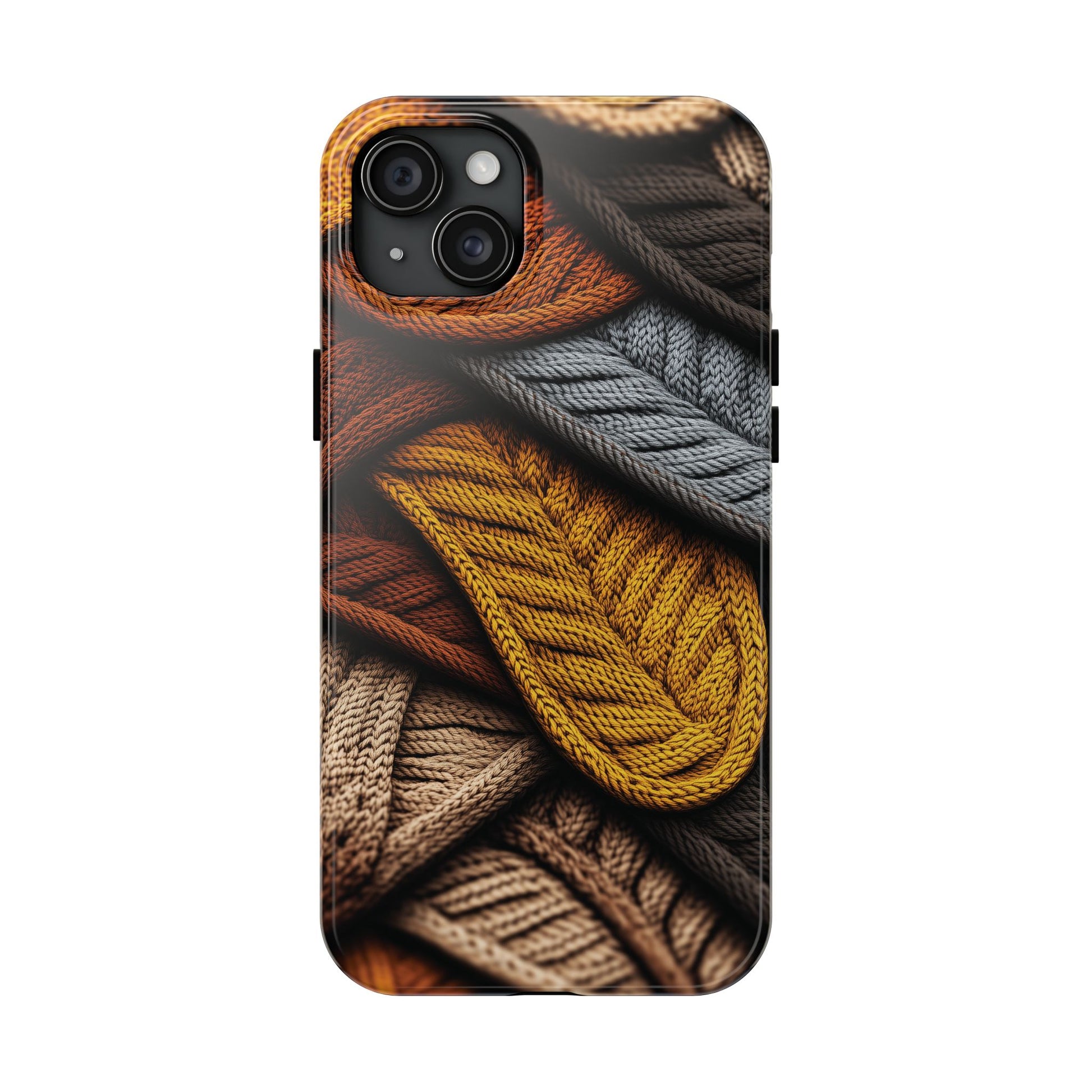 Cottagecore Fall Knit Sweater Cozy Phone Case Boho Embroidered Fall Colors Phone Cover for iPhone 13 14 15 Pro, Samsung Galaxy S22 S23
