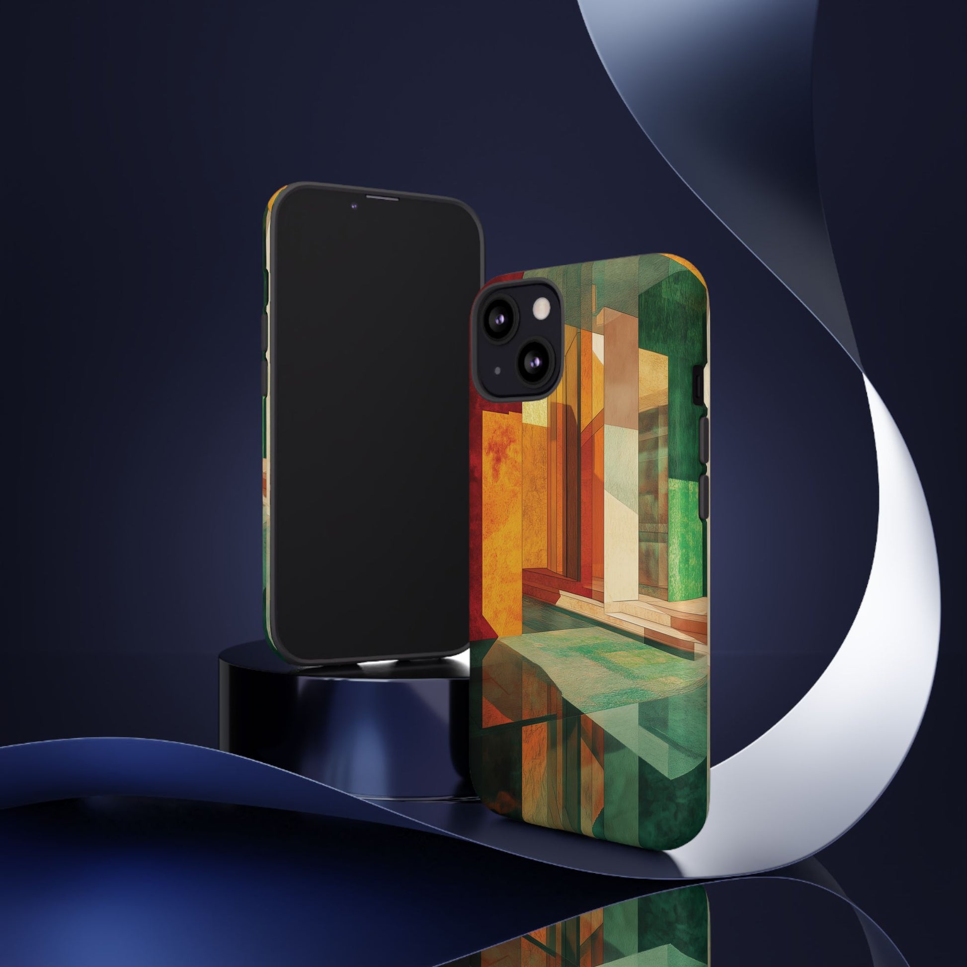 Art Deco Frank Lloyd Wright Inspired Usonian Phone Case Geometric Stained Glass Art Deco Marble Gold 13 14 15 16 iPhone Pro Max Galaxy Pixel