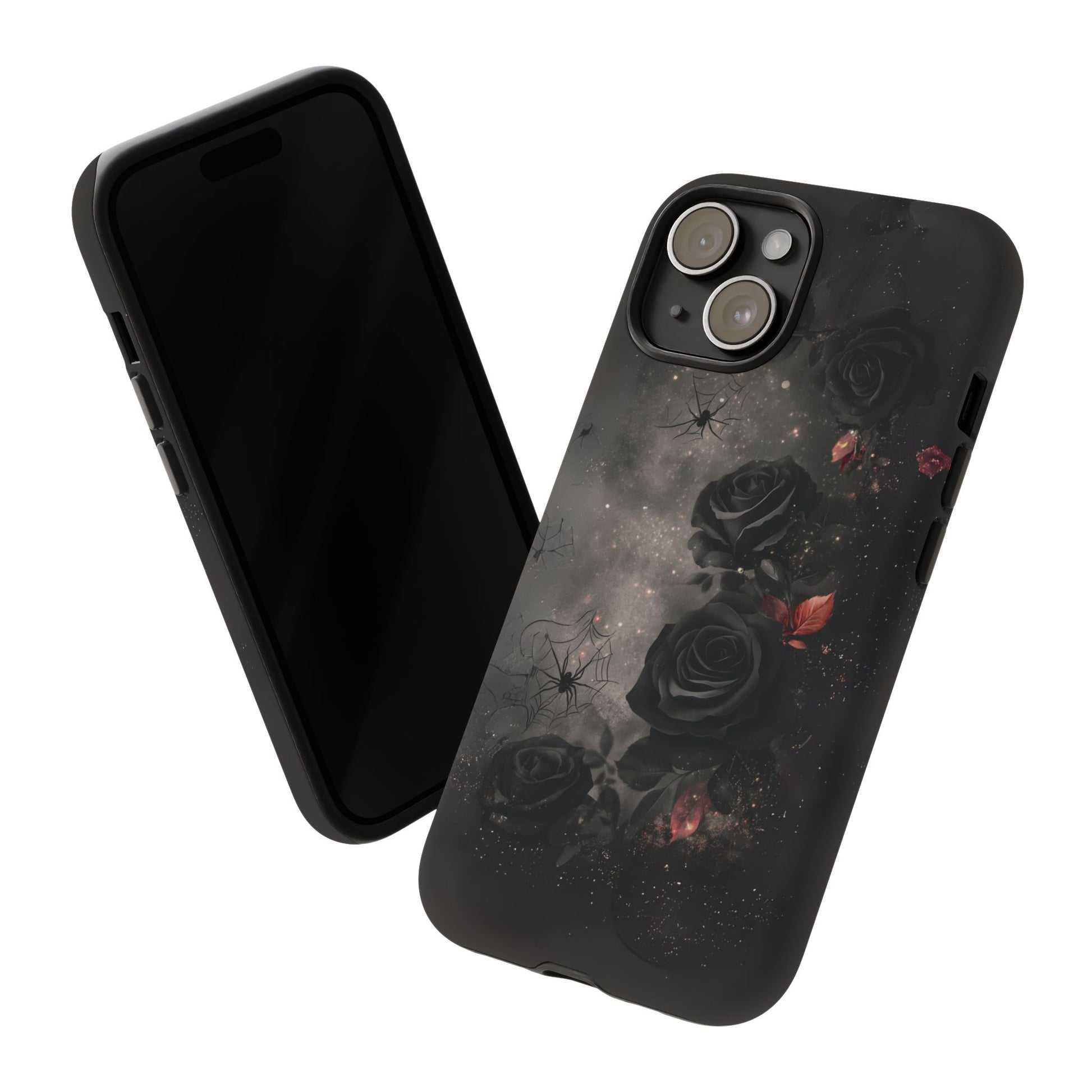 Gothic Floral Phone Case Dark Academia Black Roses Spider Webs Space Witchcraft Night Sky iPhone 13 14 15 16 Pro Max Galaxy Pixel