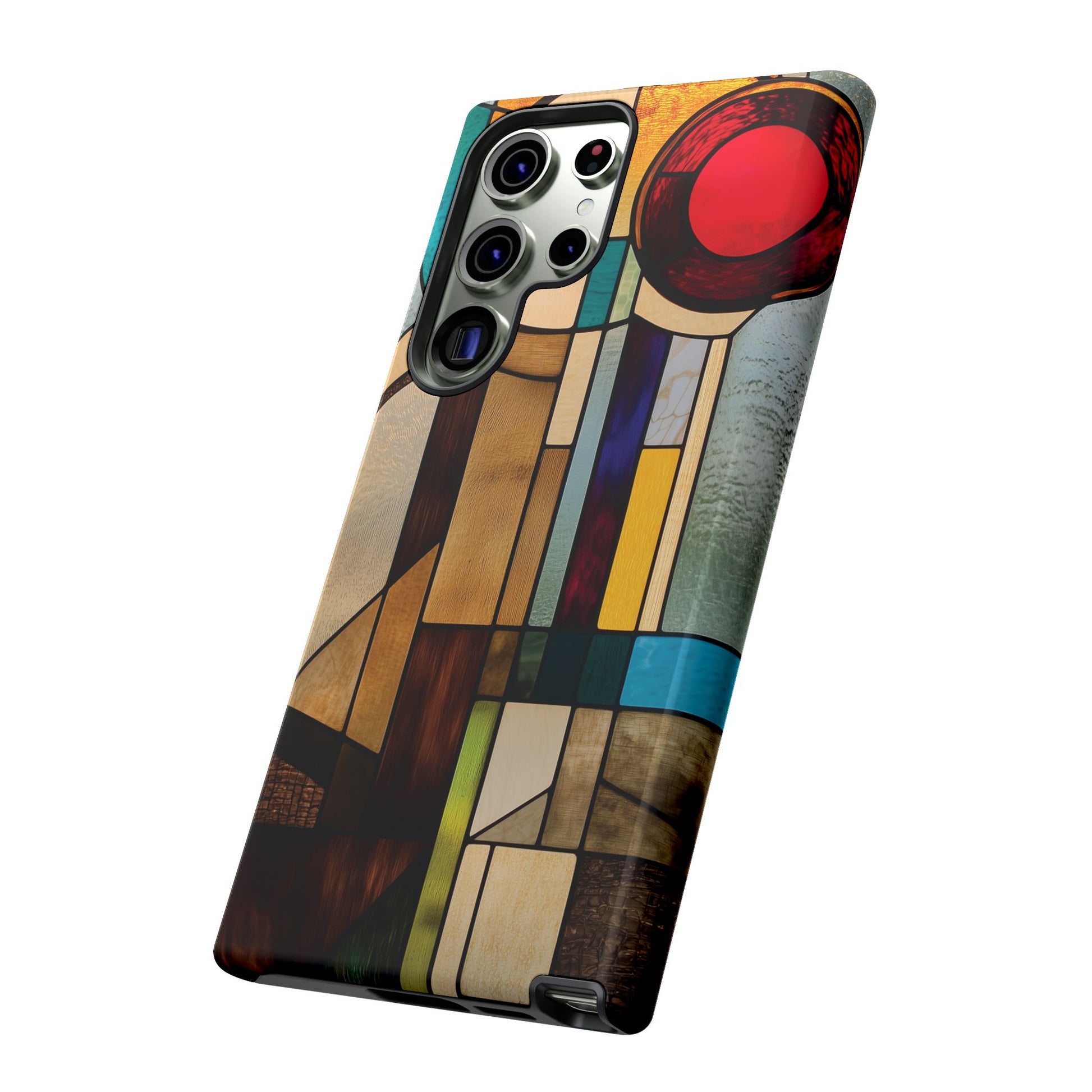Stained Art Deco Glass Phone Case Frank Lloyd Wright Cottage Core Usonian Prairie Style Geometric Stylish  iPhone 14 15 16 Pro