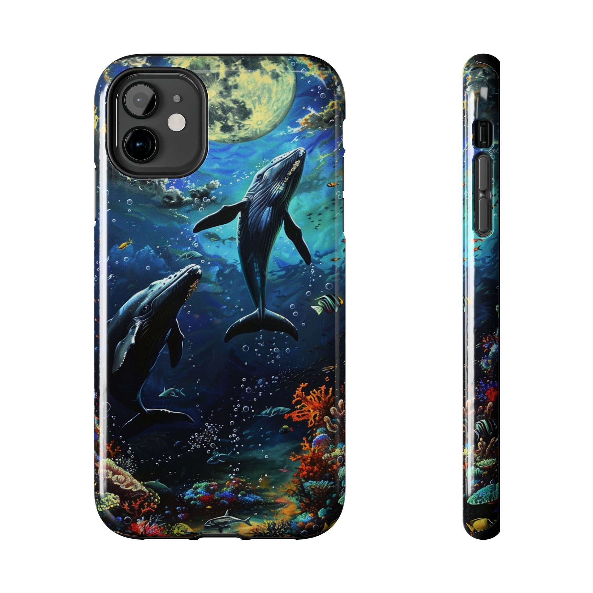 Moonlit Whales Underwater Phone Case - Durable and Stunning Protective Cover