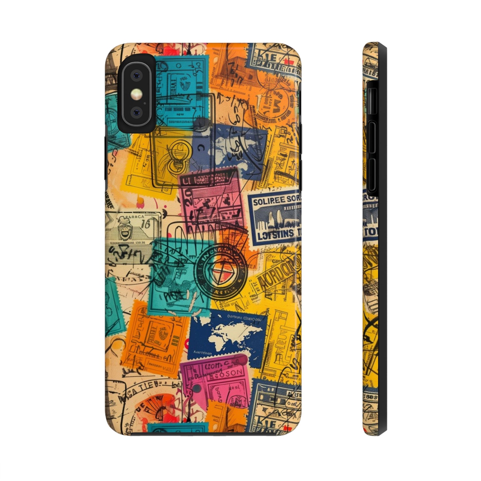 Travel Stamps Tough Case - Durable iPhone case Vintage Travel Stamps Design - Adventure Inspired Case - Protective Global Destination Prints