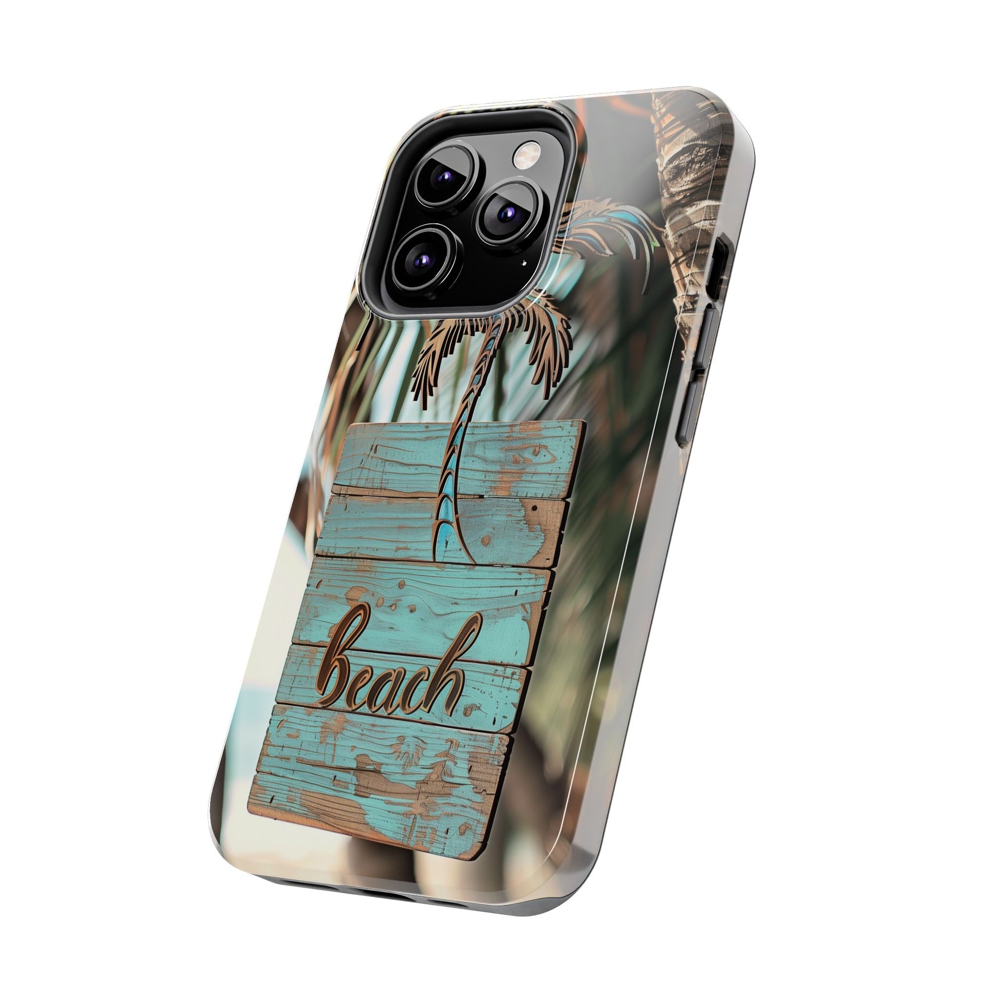 Durable Phone Case with Palm Tree Charm