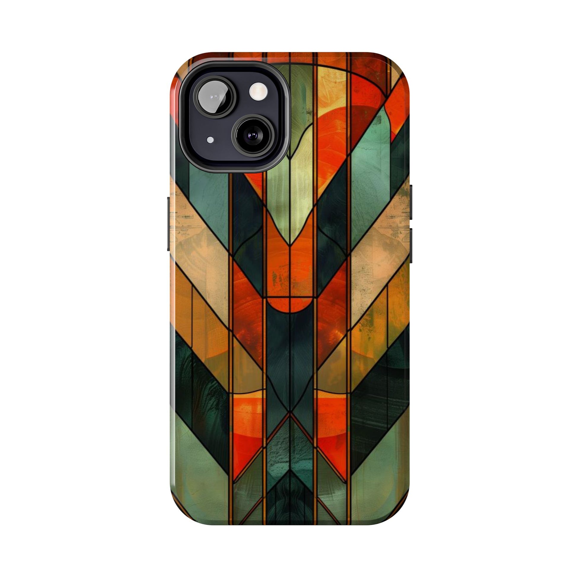 Noir Art Deco Colorful Stained Glass - Durable Dual Layer Iphone Case - Architect Phone Case