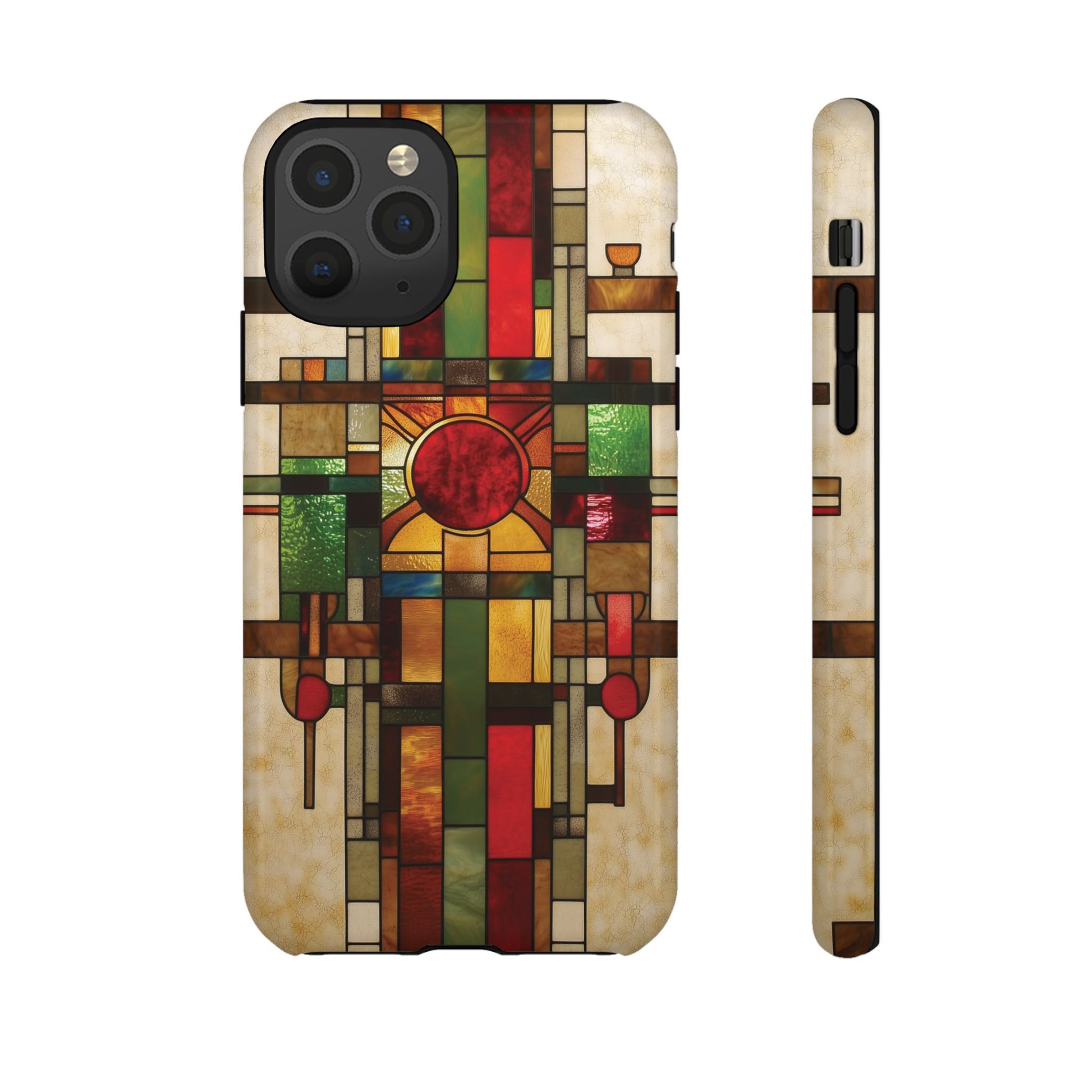 Art Deco Stained Glass Phone Case Frank Lloyd Wright Cottage Core Usonian Prairie Style Geometric Stylish  iPhone 14 15 16 Pro