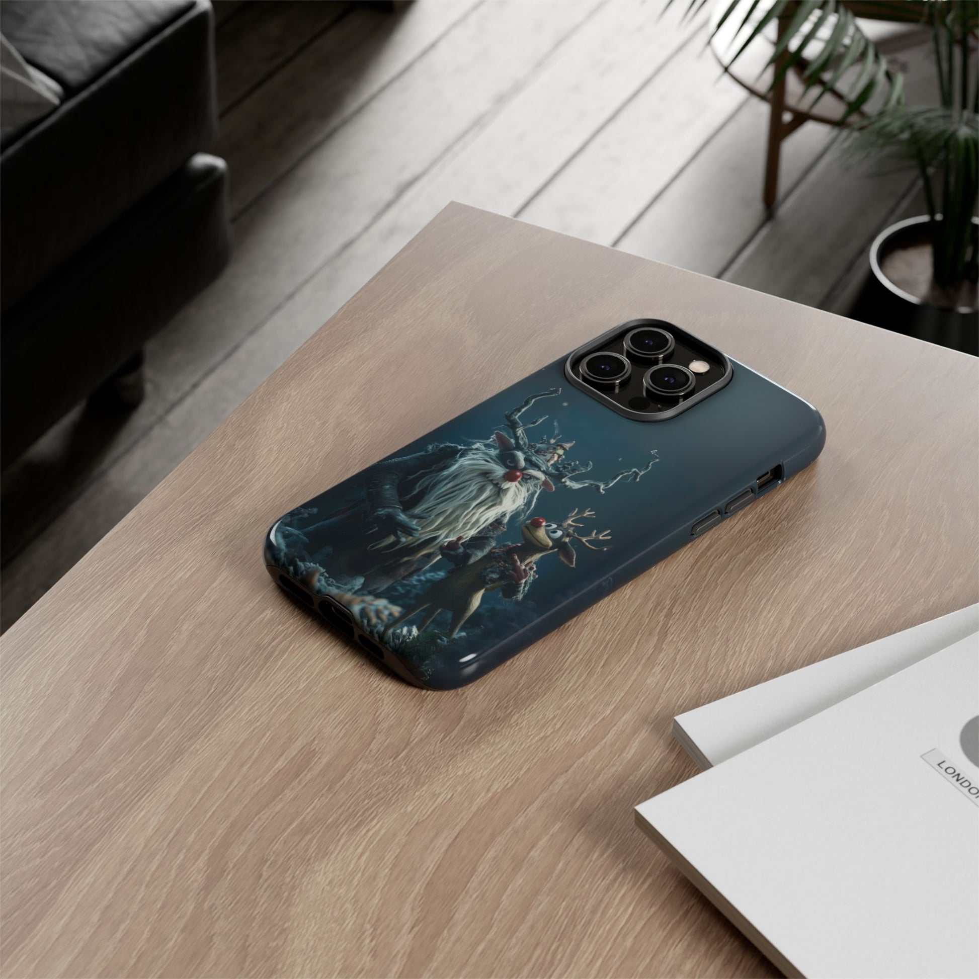 Christmas Rudolph Red Nose Reindeer Krampus Rankin Bass 3D Phone Case Festive Snowflakes iPhone 13 14 15 16 Pro Max Galaxy Pixel