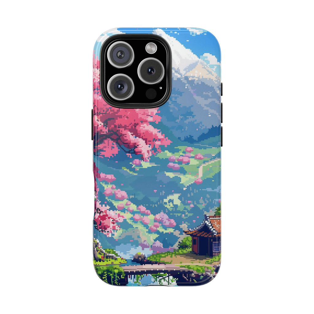 Pixel Art Video Game Landscapes Phone Case, Retro Gaming Pixelated Design, Geeky Gamer Phone Cover, Unique Video Game Art Accessories