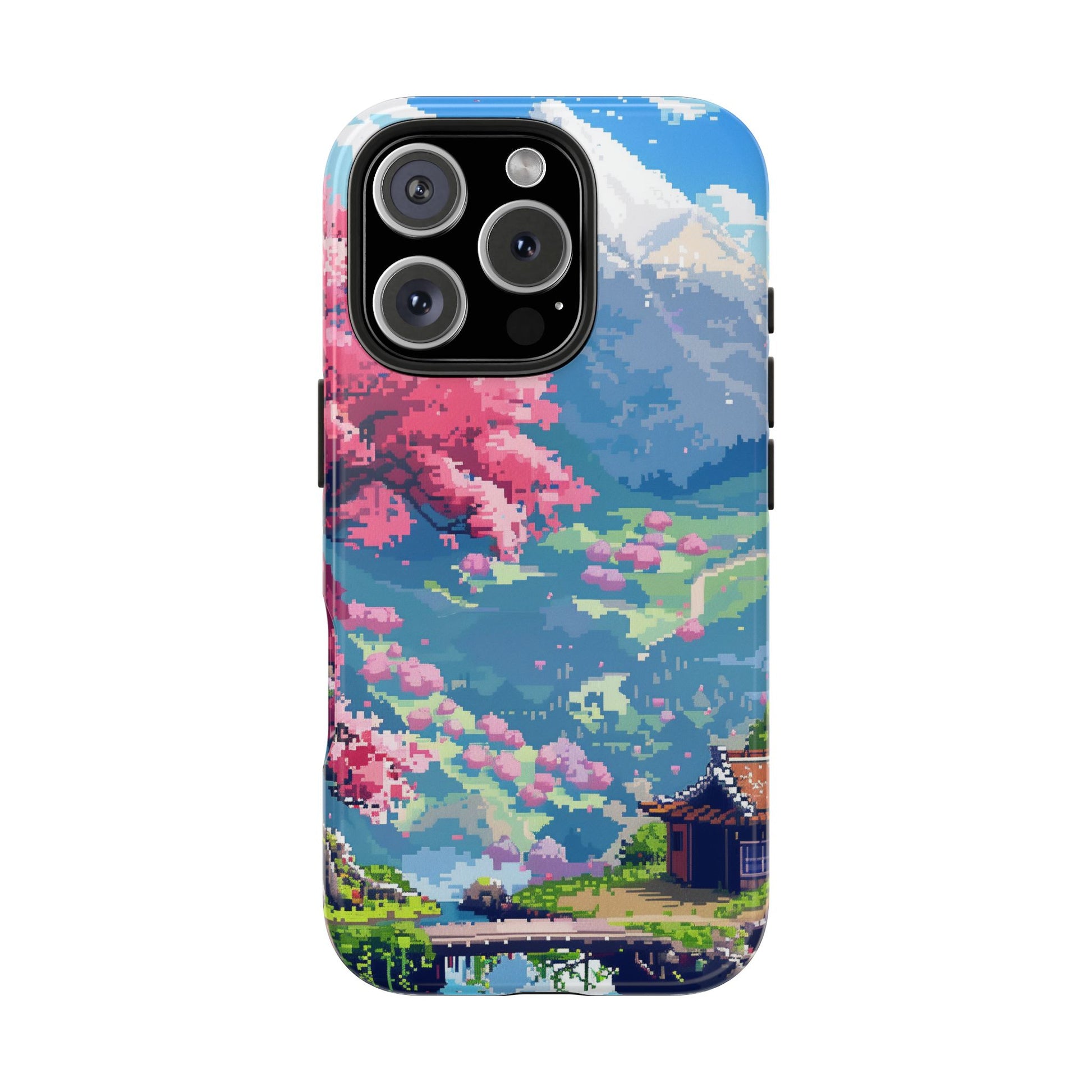 Pixel Art Video Game Landscapes Phone Case, Retro Gaming Pixelated Design, Geeky Gamer Phone Cover, Unique Video Game Art Accessories