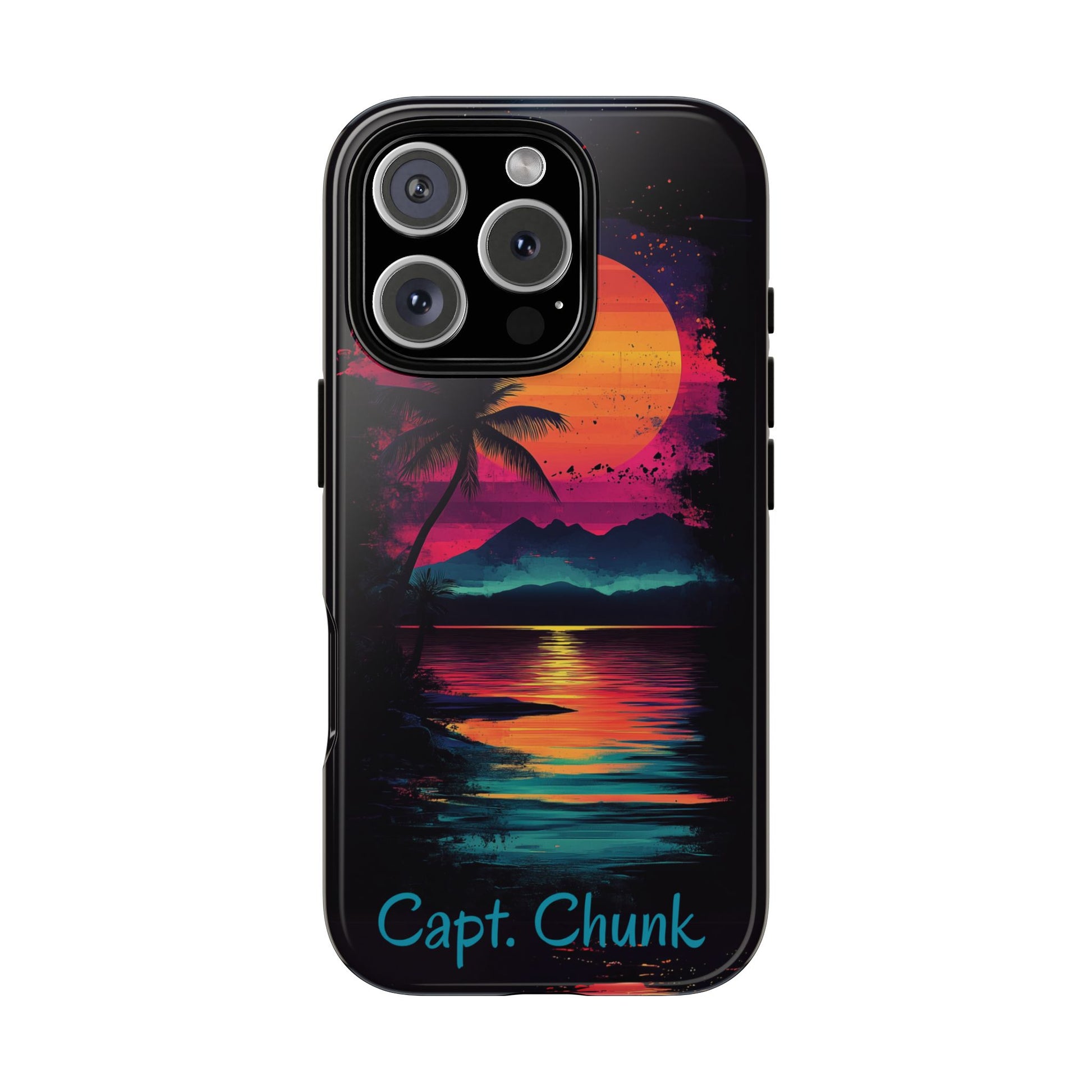Custom Personalized Retro Palm Tree Sunset Phone Case iPhone 14 15 16 Pro Max Galaxy S24 Google Pixel Mountain Beach Fantasy Surfing Neon