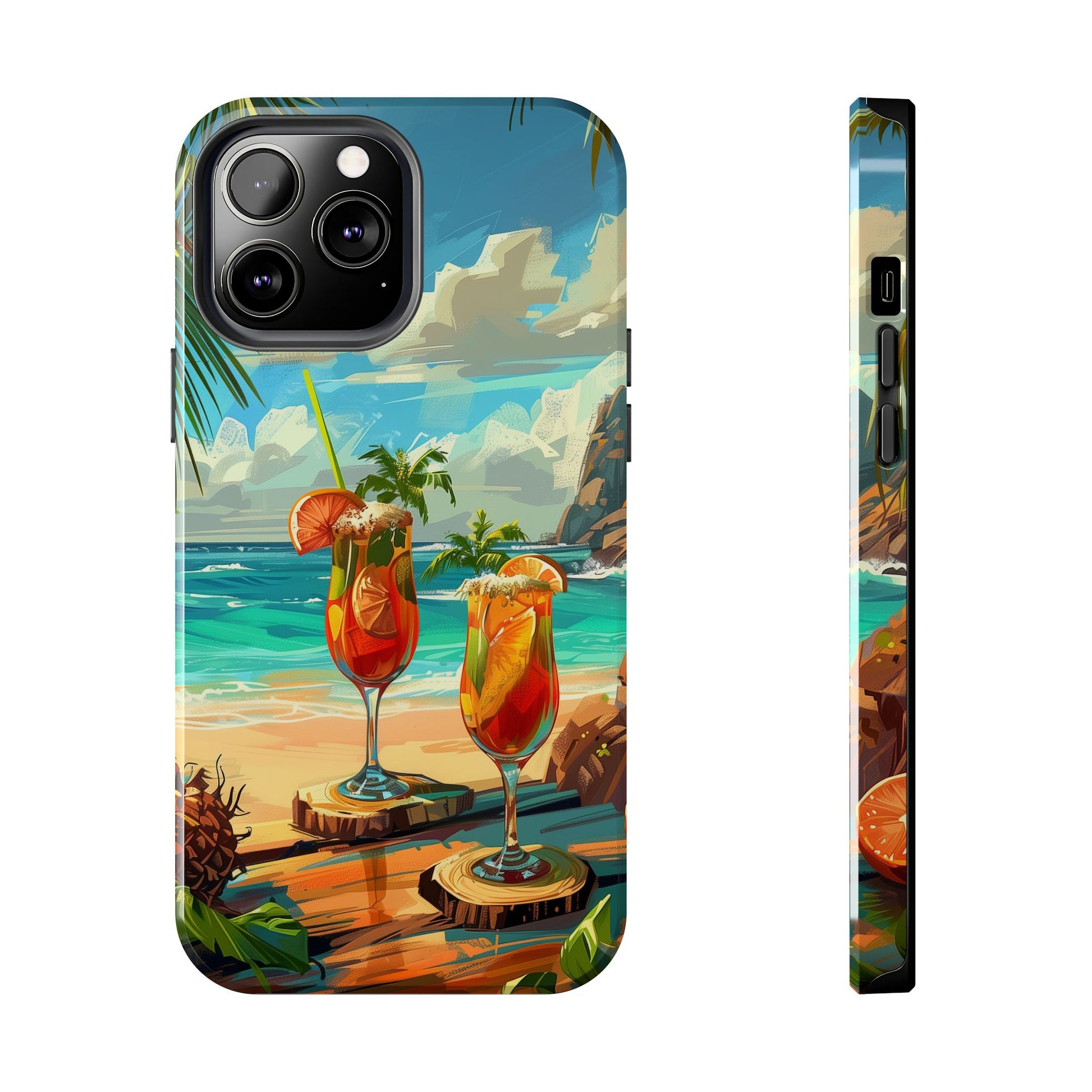 Retro Beach Scene Phone Case, Vintage Tropical Ocean iPhone Case, Summer Beach Phone Cover for iPhone, iphone 15 pro max