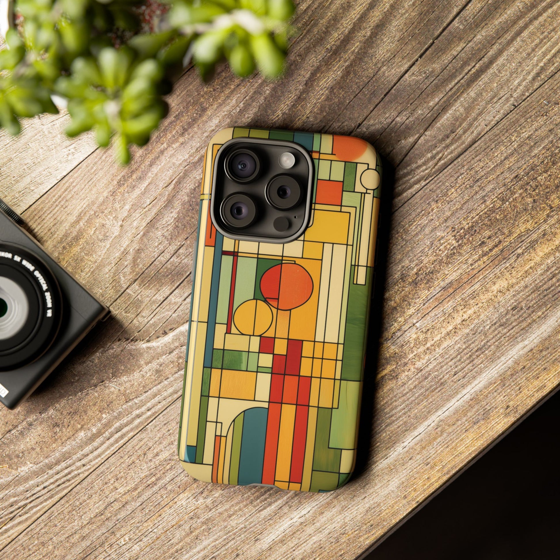 Frank Lloyd Wright Inspired Prairie Style Usonian Phone Case Geometric Stained Glass Art Deco 13 14 15 16 iPhone Pro Max Galaxy Pixel