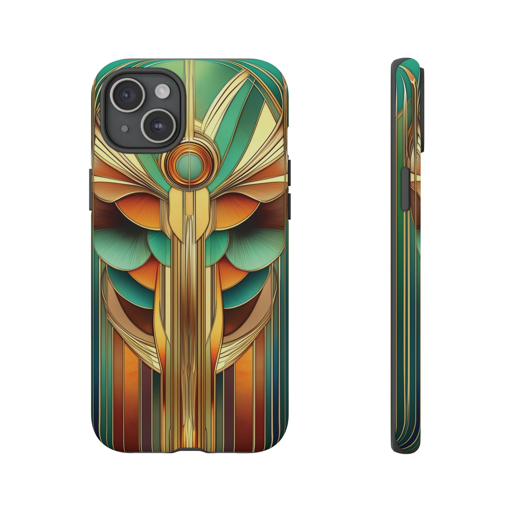 Art Deco Mermaid Frank Lloyd Wright Inspired Phone Case Geometric Stained Glass Art Deco Gold 13 14 15 16 iPhone Pro Max Galaxy Pixel