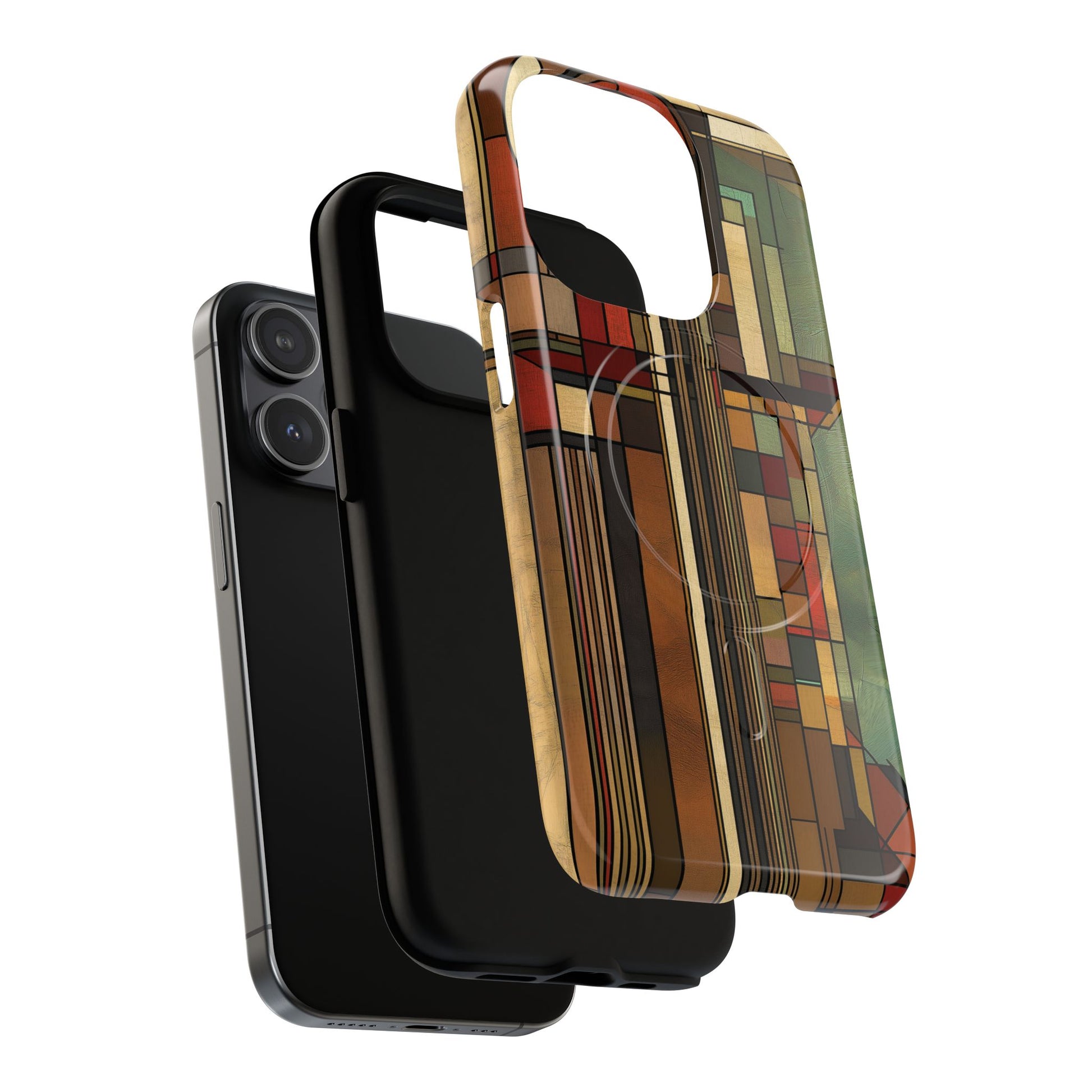 Magsafe Prairie Style Frank Lloyd Wright Usonian Phone Case Geometric Stained Glass Art Deco Marble 14 15 16 iPhone Pro Max