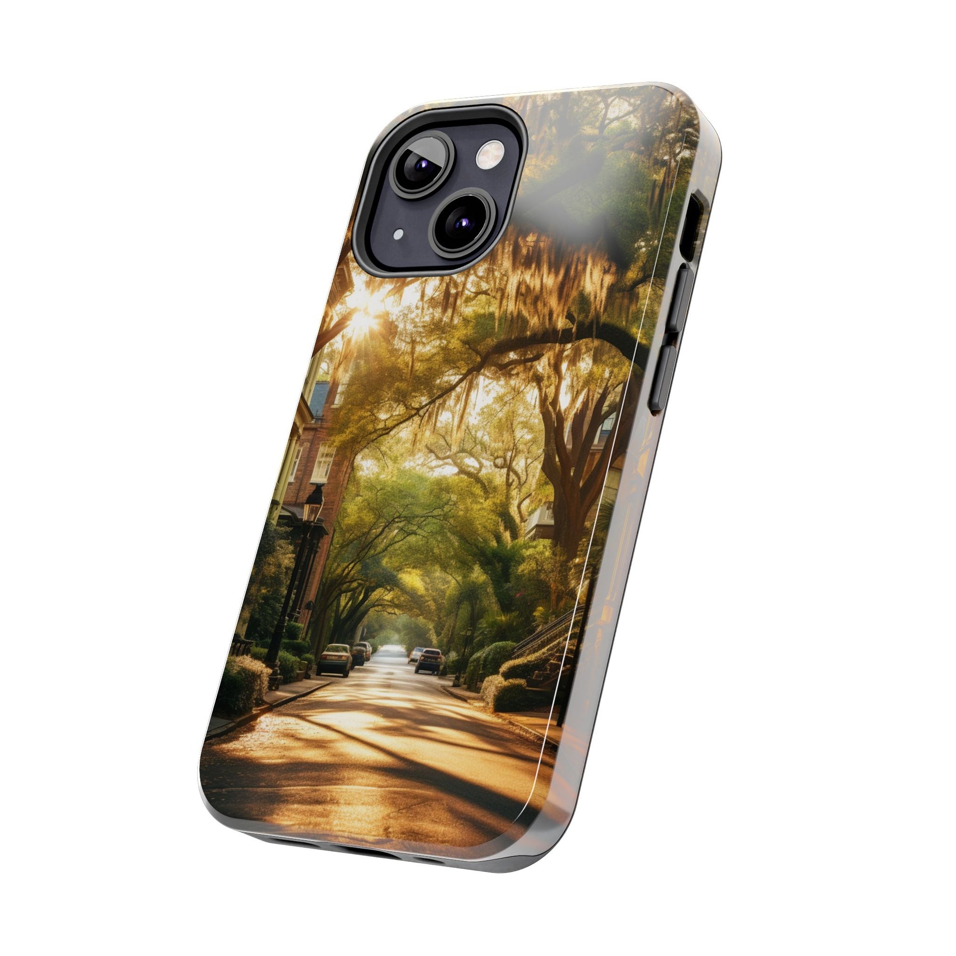 Historic Savannah Georgia Street Scene Phone Case - Unique Protective Cover for iPhone Models, Perfect Souvenir or Gift