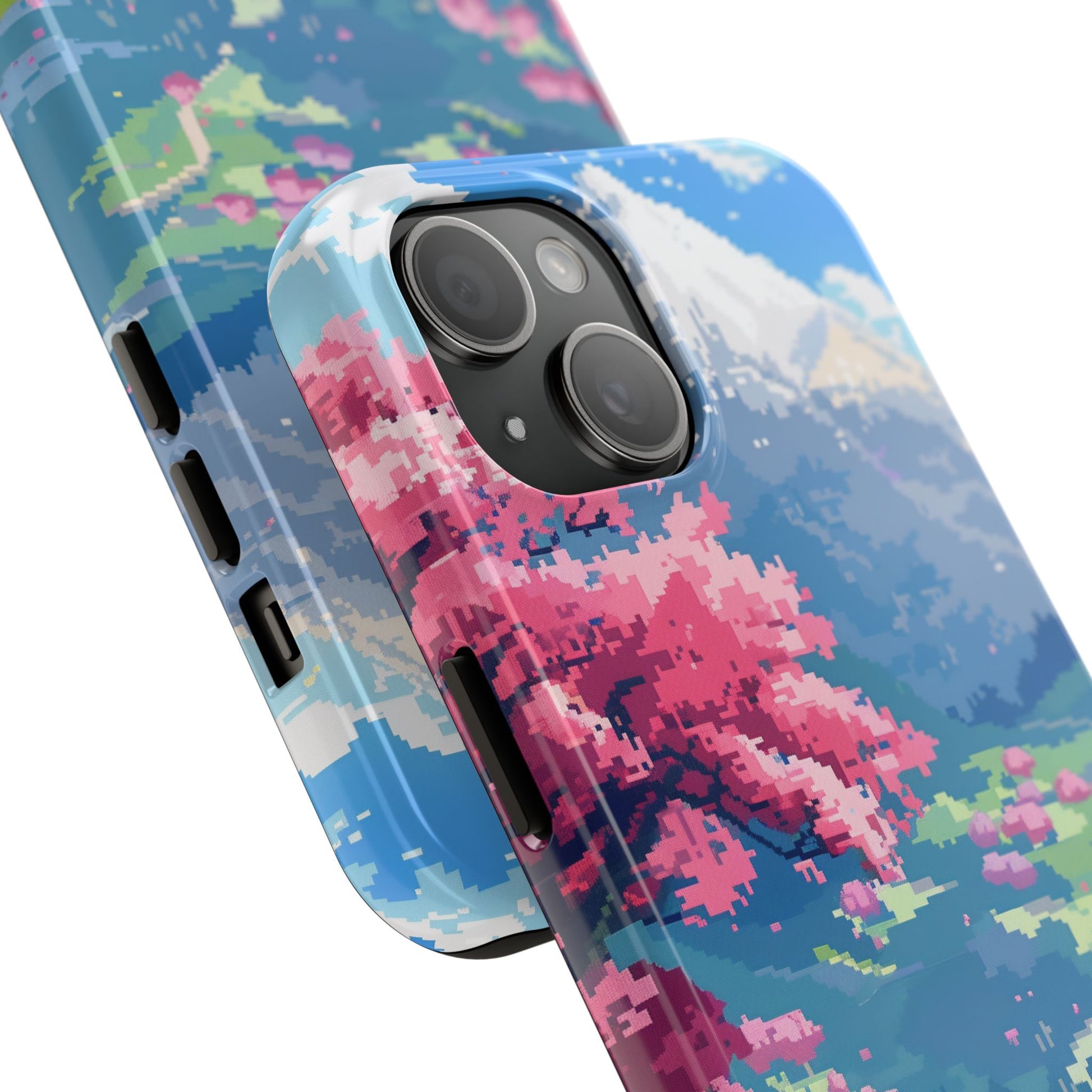 Pixel Art Video Game Landscapes Phone Case, Retro Gaming Pixelated Design, Geeky Gamer Phone Cover, Unique Video Game Art Accessories