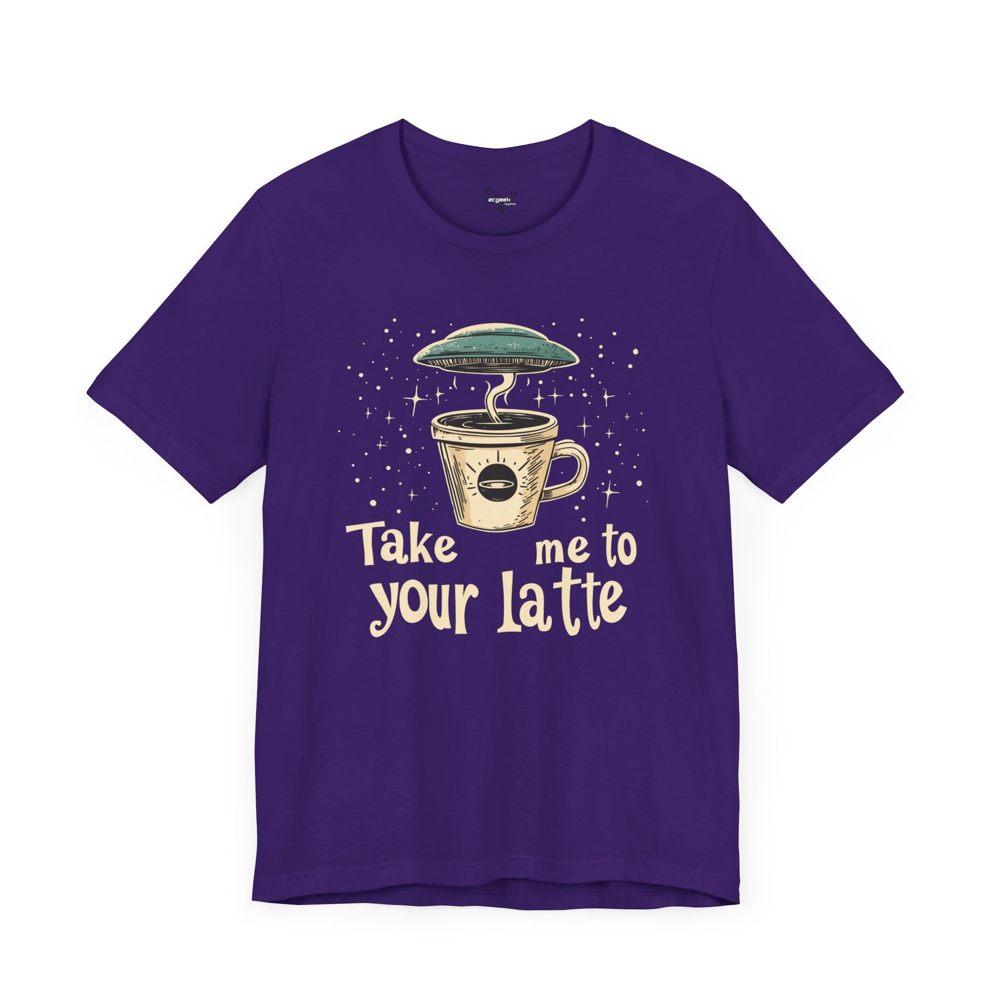 UFO Coffee Graphic Tee Take Me to Your Latte Alien Java Shirt Space Latte Shirt  Funny Extraterrestrial Sci-Fi Beverage Roswell Theme Gift