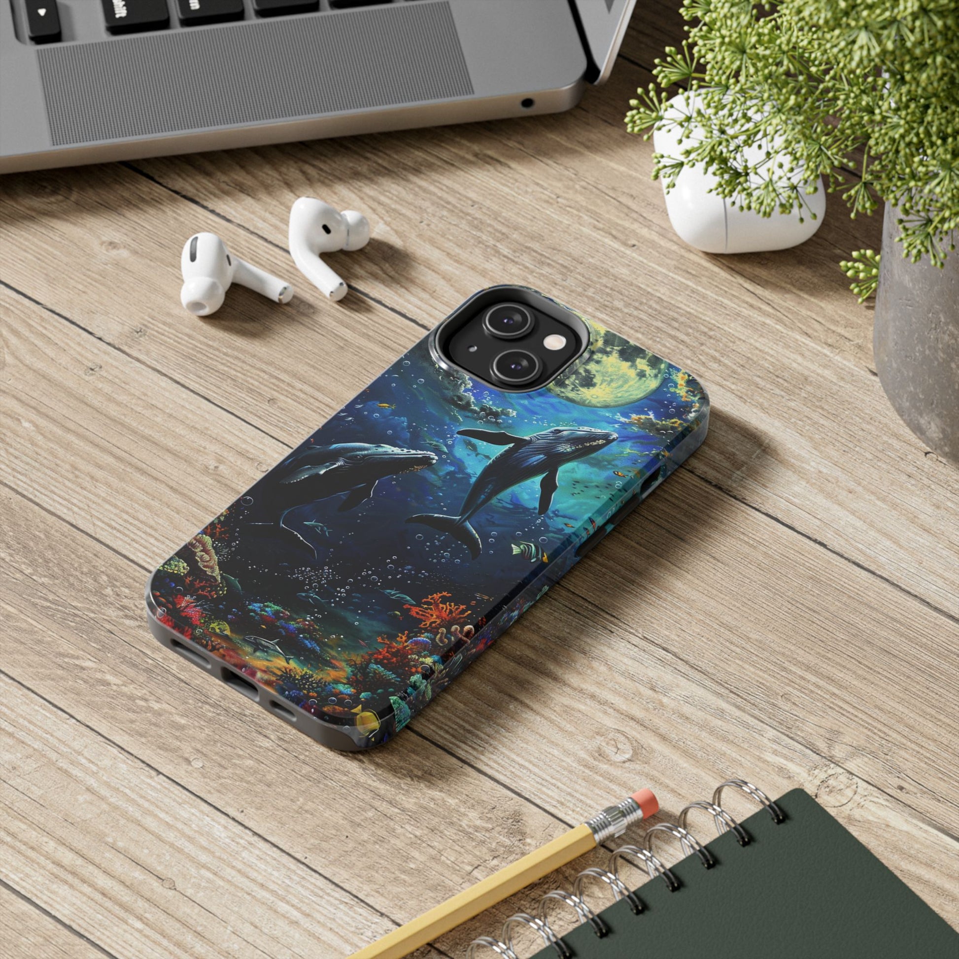 Moonlit Whales Underwater Phone Case - Durable and Stunning Protective Cover
