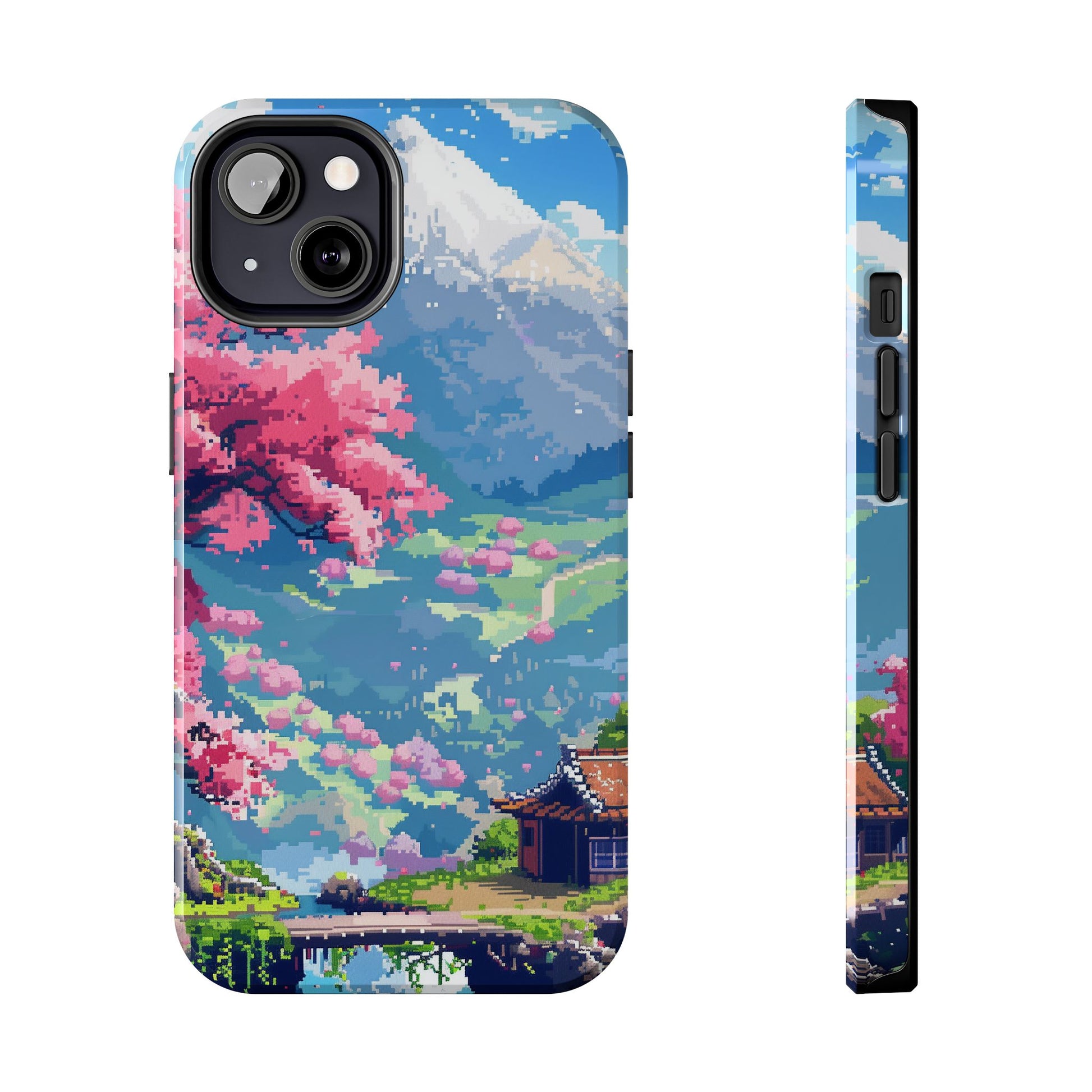 Pixel Art Video Game Landscapes Phone Case, Retro Gaming Pixelated Design, Geeky Gamer Phone Cover, Unique Video Game Art Accessories