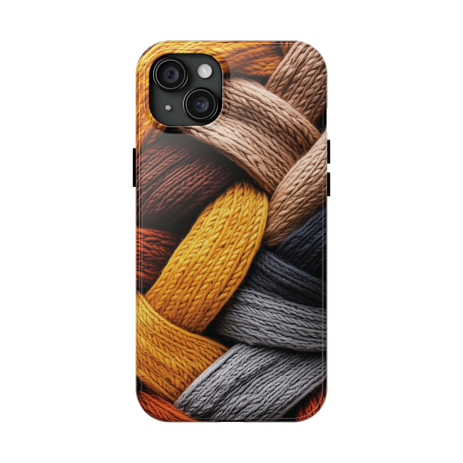 Cozy Boho Fall Knit Sweater Cottagecore Phone Case Boho Embroidered Fall Colors Phone Cover for iPhone 13 14 15 Pro, Samsung Galaxy S22 S23