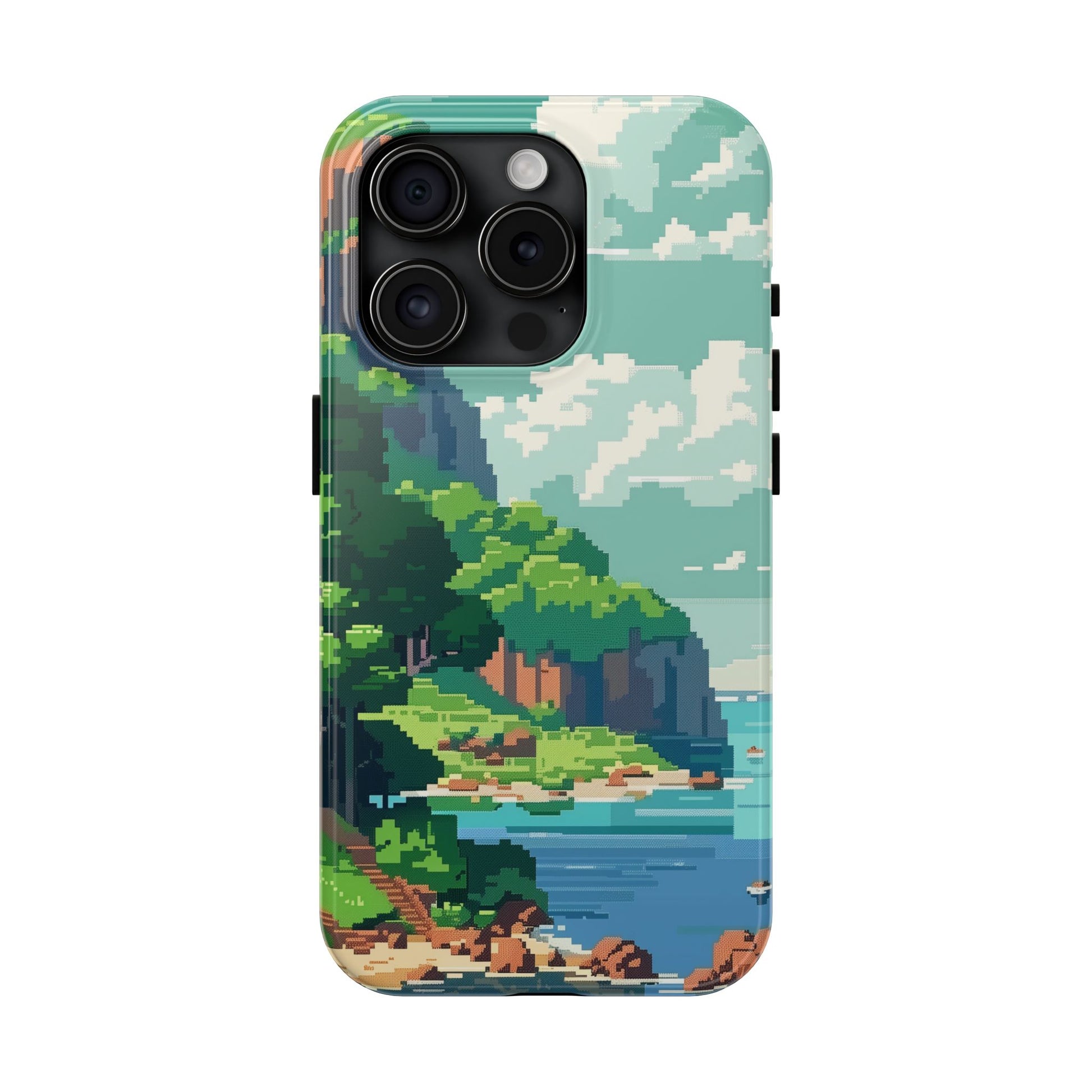 Pixel Art Video Game Landscapes Phone Case, Retro Gaming Pixelated Design, Geeky Gamer Phone Cover, Unique Video Game Art Accessories