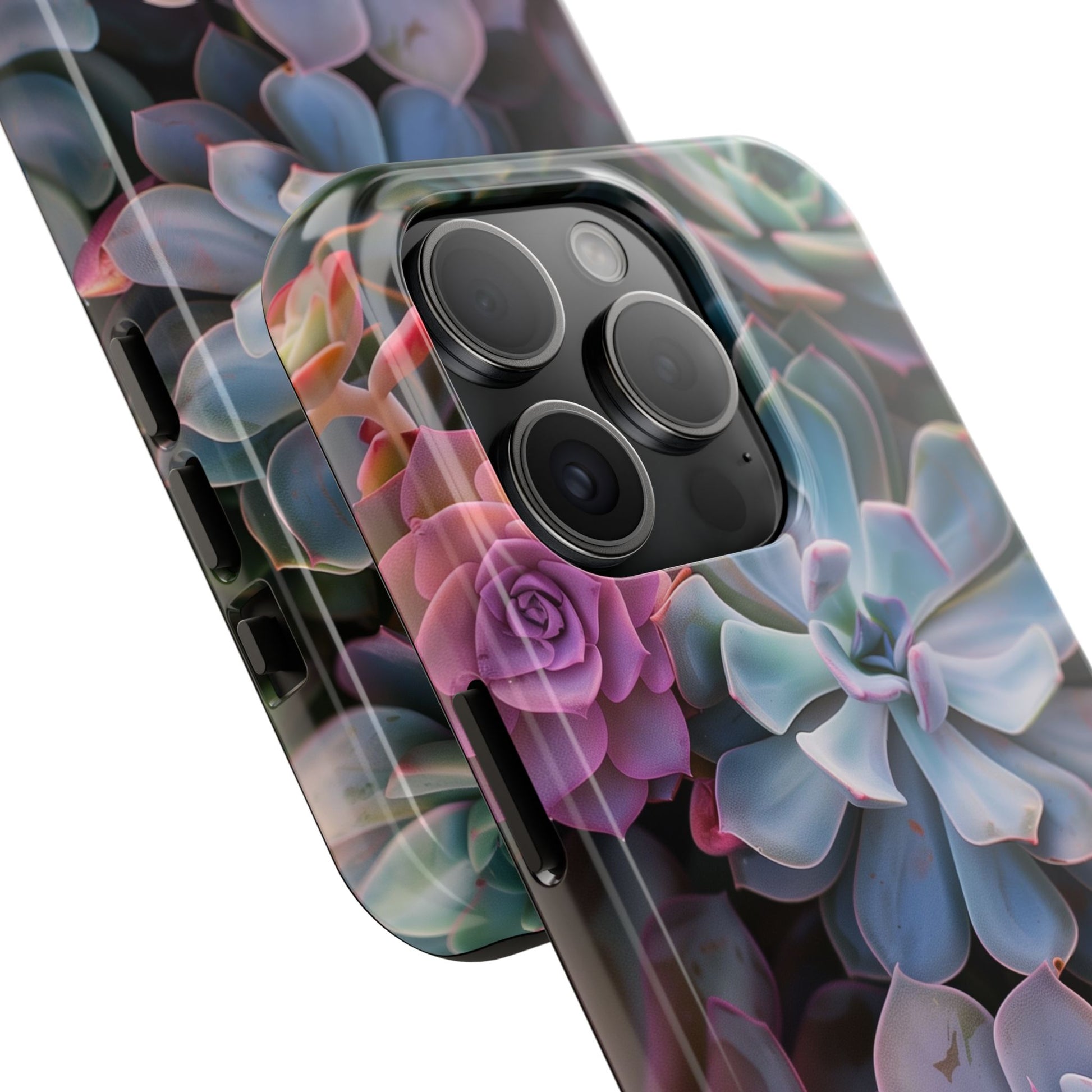 Pastel Succulent Flower Design Durable Phone Case - Tough Protection for iPhones
