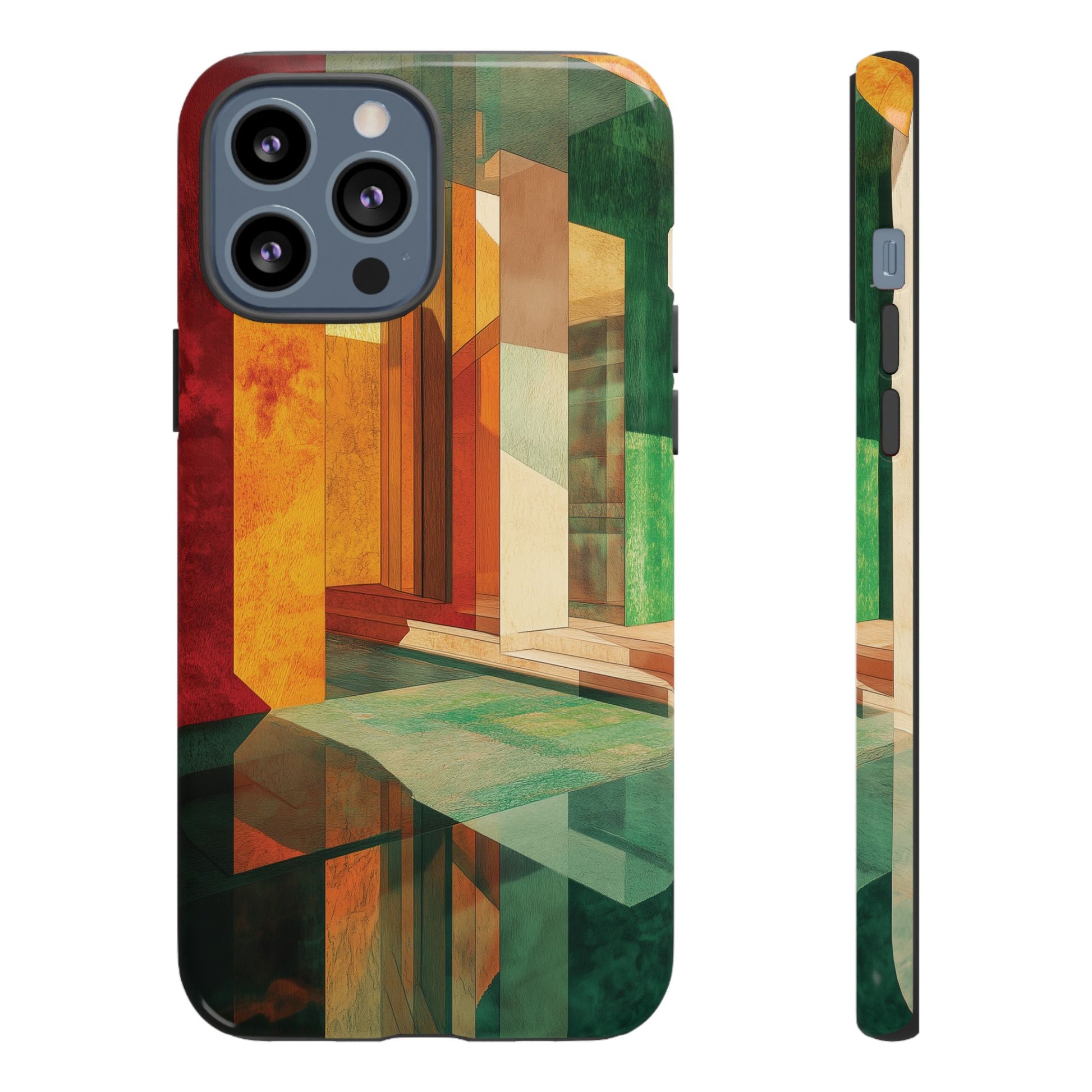 Art Deco Frank Lloyd Wright Inspired Usonian Phone Case Geometric Stained Glass Art Deco Marble Gold 13 14 15 16 iPhone Pro Max Galaxy Pixel