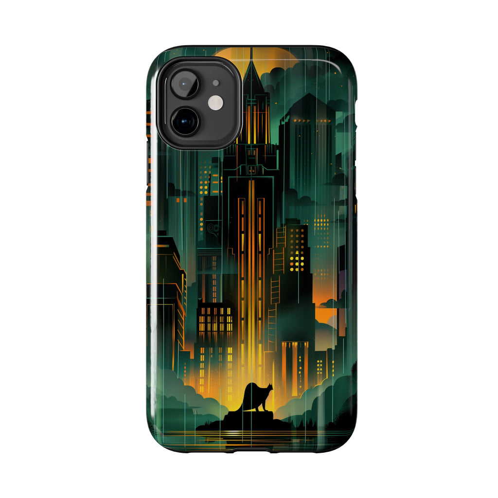 Nighttime Batman Phone Case - Gotham Art Deco Style - Noir Inspired Phone Cover - Dark Knight Accessory