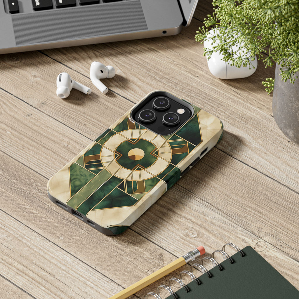 Green Frank Lloyd Wright Inspired Phone Case - Geometric Elegance for iPhone Models