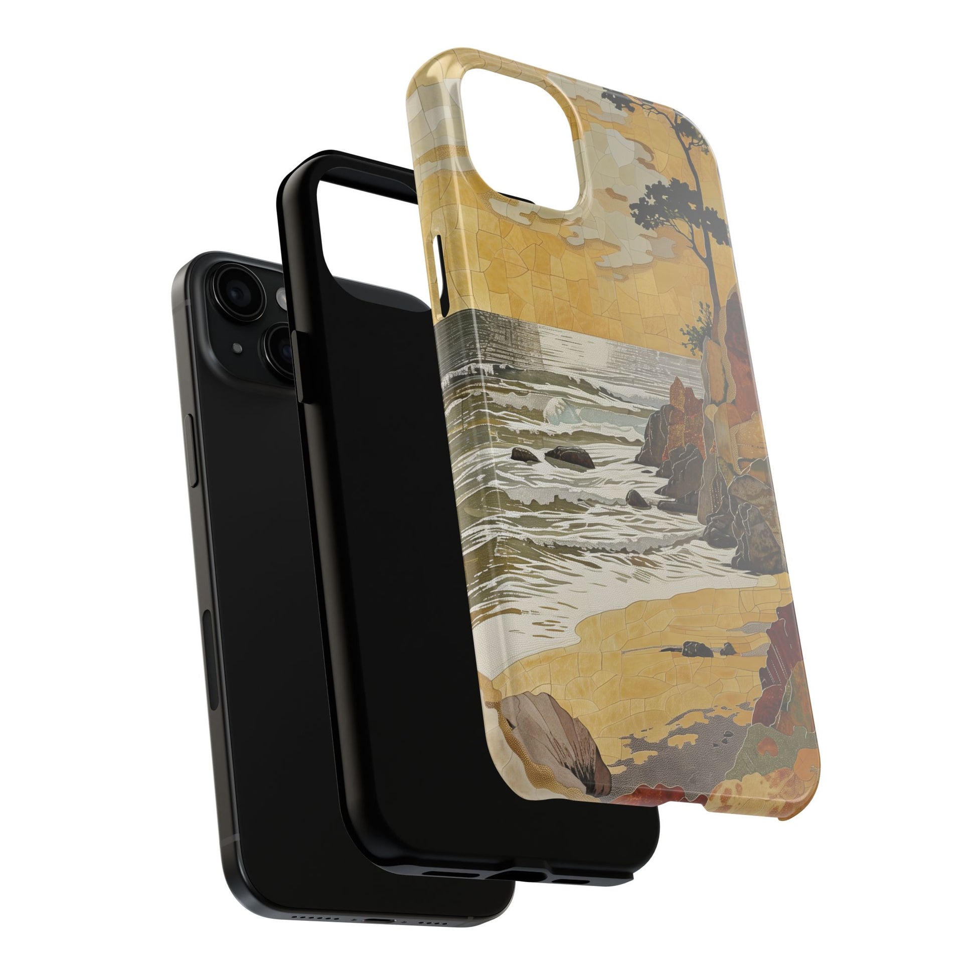 Retro Beach Scene Phone Case, Vintage Tropical Ocean iPhone Case, Summer Beach Phone Cover for iPhone, iphone 15 pro max