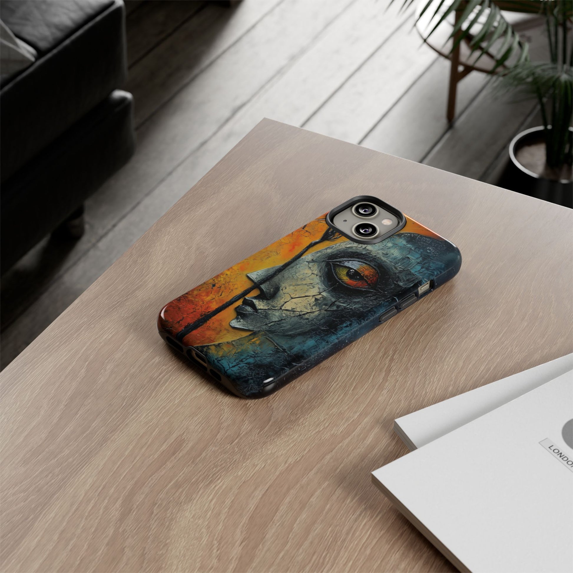 Surrealist Art Phone Case Salvador Dali Style Face Tough Case Unique Artistic 3D Textured Look Surrealism Gift Art iPhone 13 14 15 16
