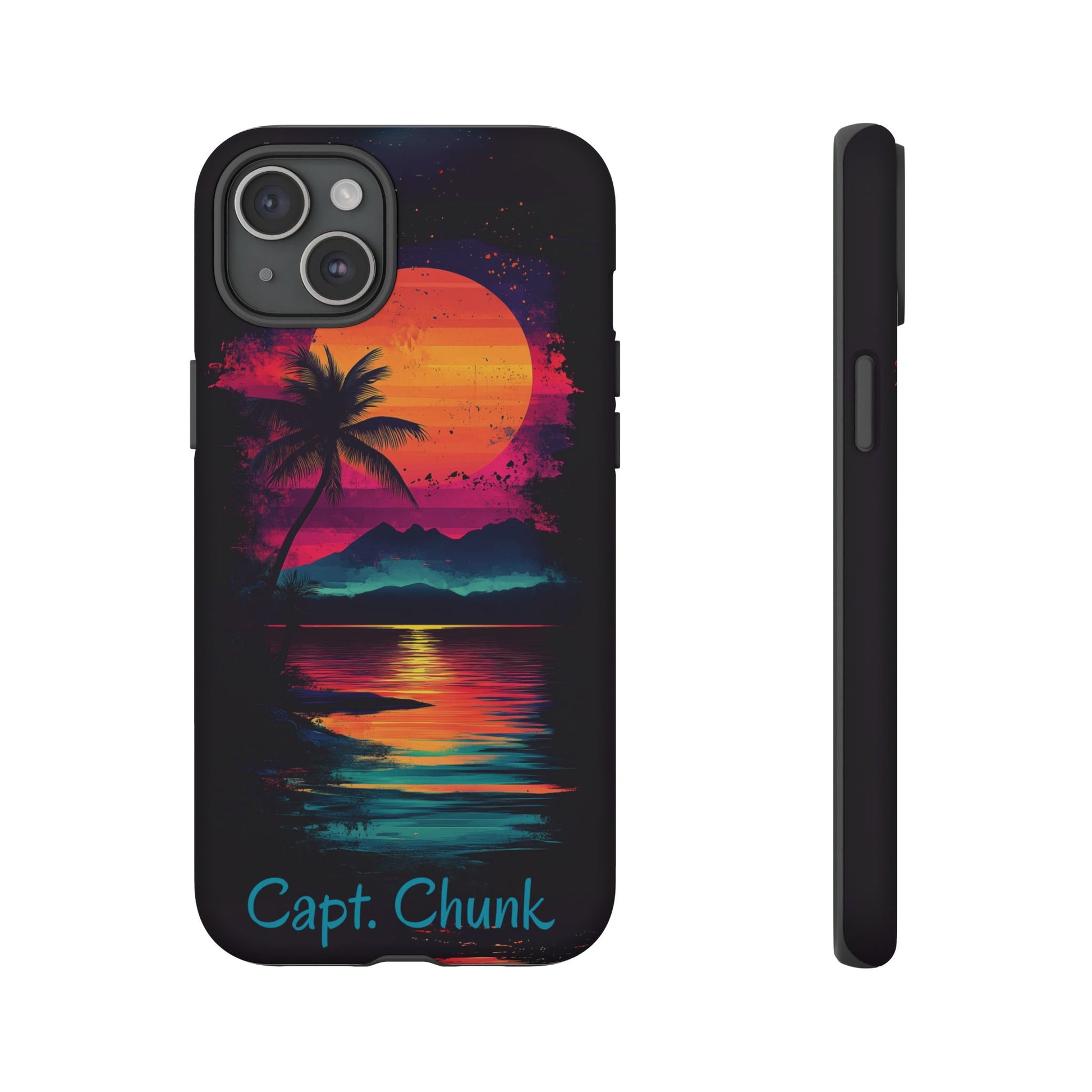 Custom Personalized Retro Palm Tree Sunset Phone Case iPhone 14 15 16 Pro Max Galaxy S24 Google Pixel Mountain Beach Fantasy Surfing Neon