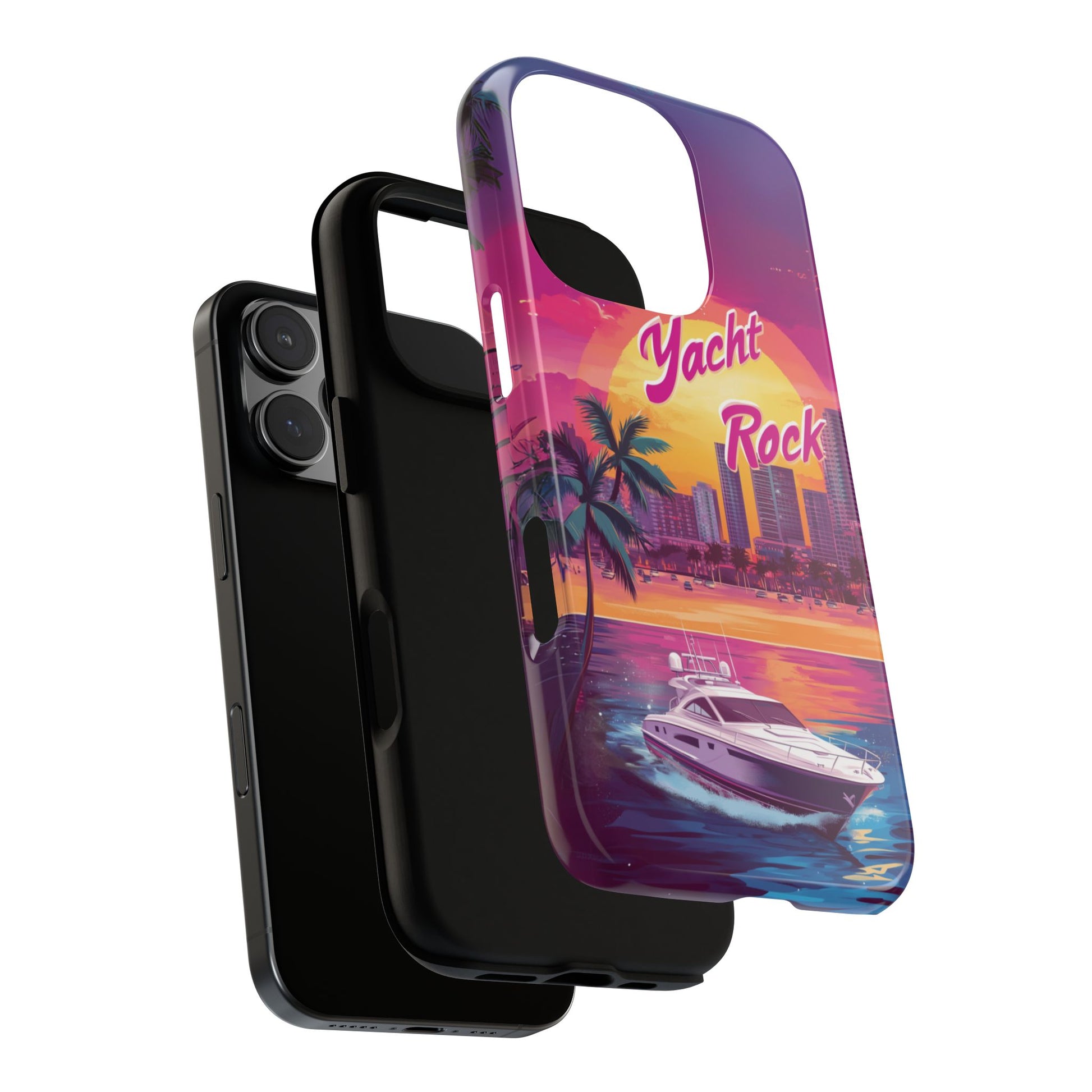 Custom Yacht Rock Phone Case iPhone 13 14 15 16 Pro Max Sunset Cruise Harbor Miami Vice Yacht Rock Gift Boating Captain South Beach Surfing