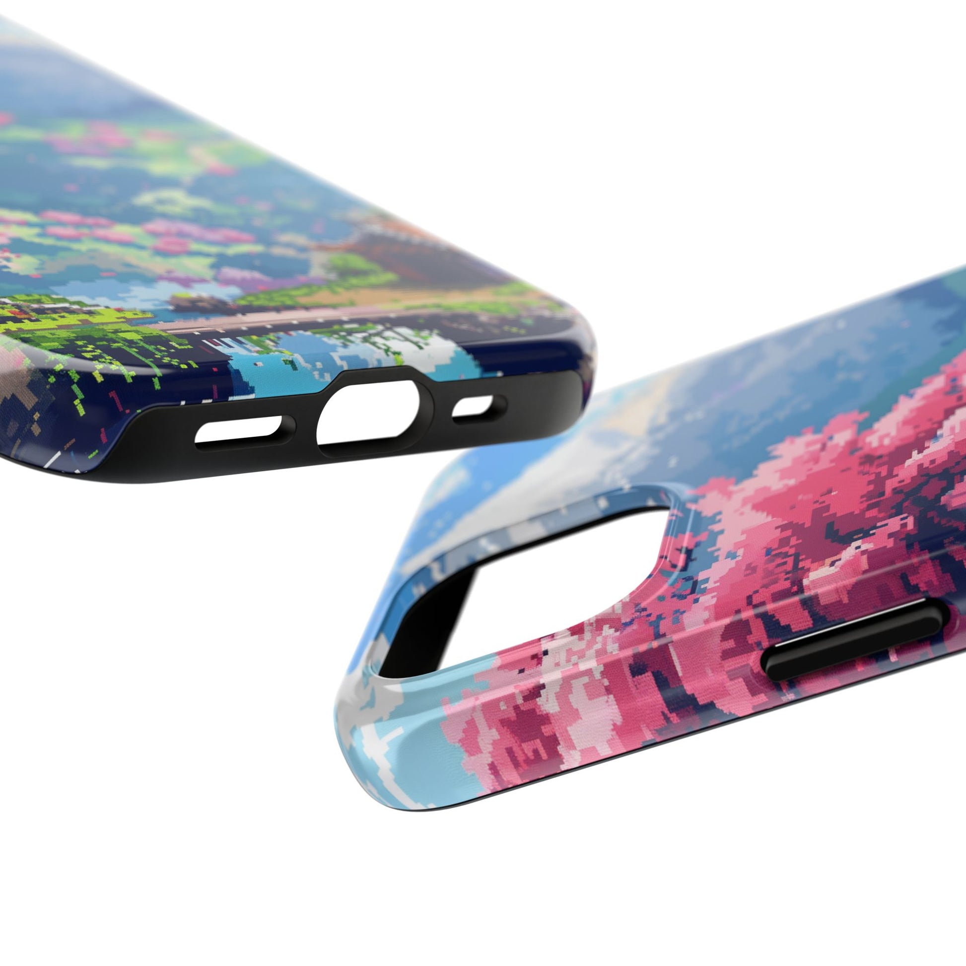 Pixel Art Video Game Landscapes Phone Case, Retro Gaming Pixelated Design, Geeky Gamer Phone Cover, Unique Video Game Art Accessories