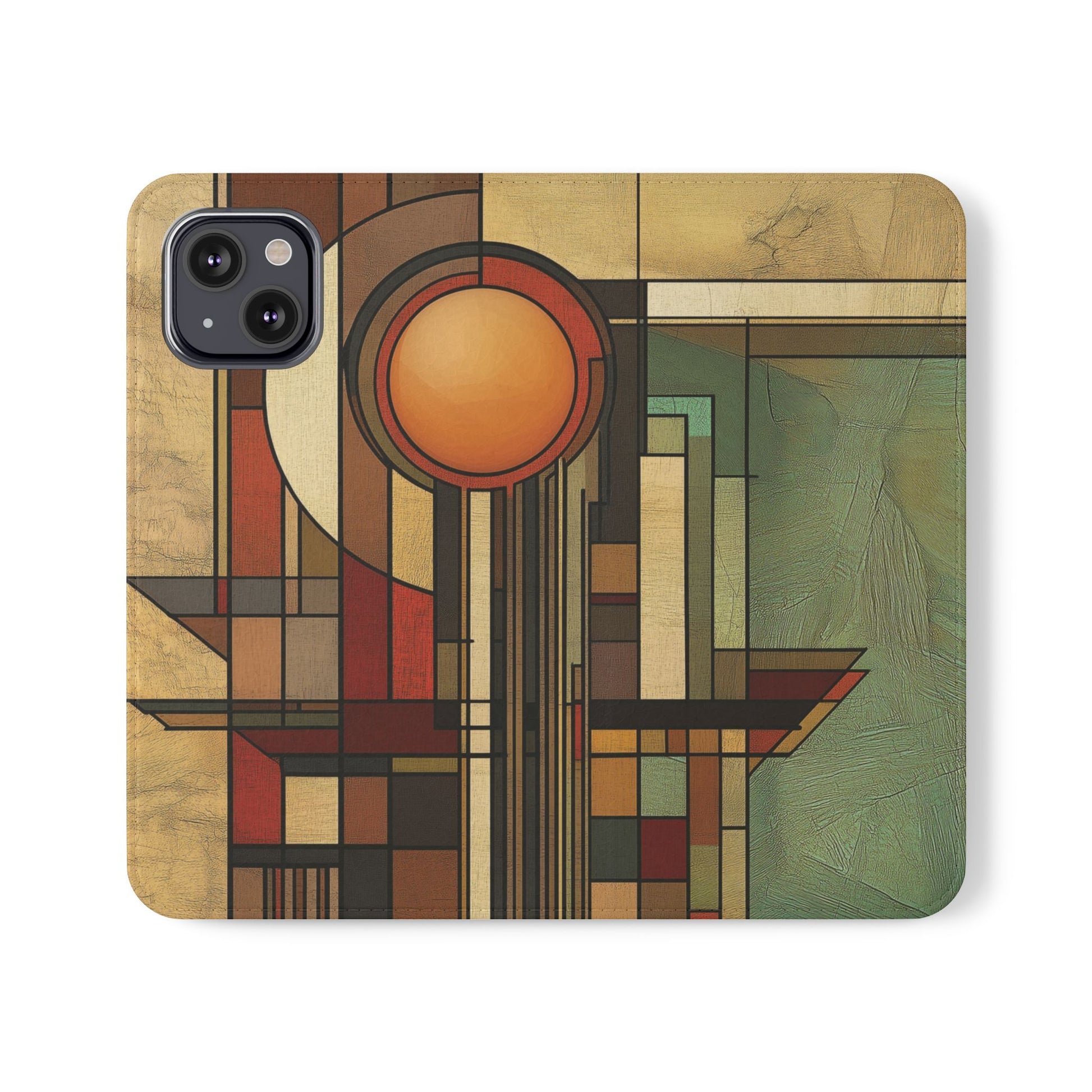 Art Deco Flip Case Frank Lloyd Prairie Style Stained Glass Wright, Phone Covers, Colorful Protective Accessories, Unique