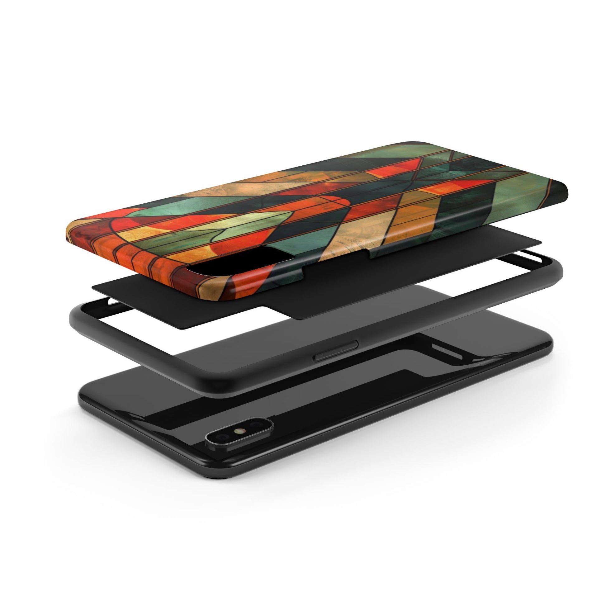 Noir Art Deco Colorful Stained Glass - Durable Dual Layer Iphone Case - Architect Phone Case