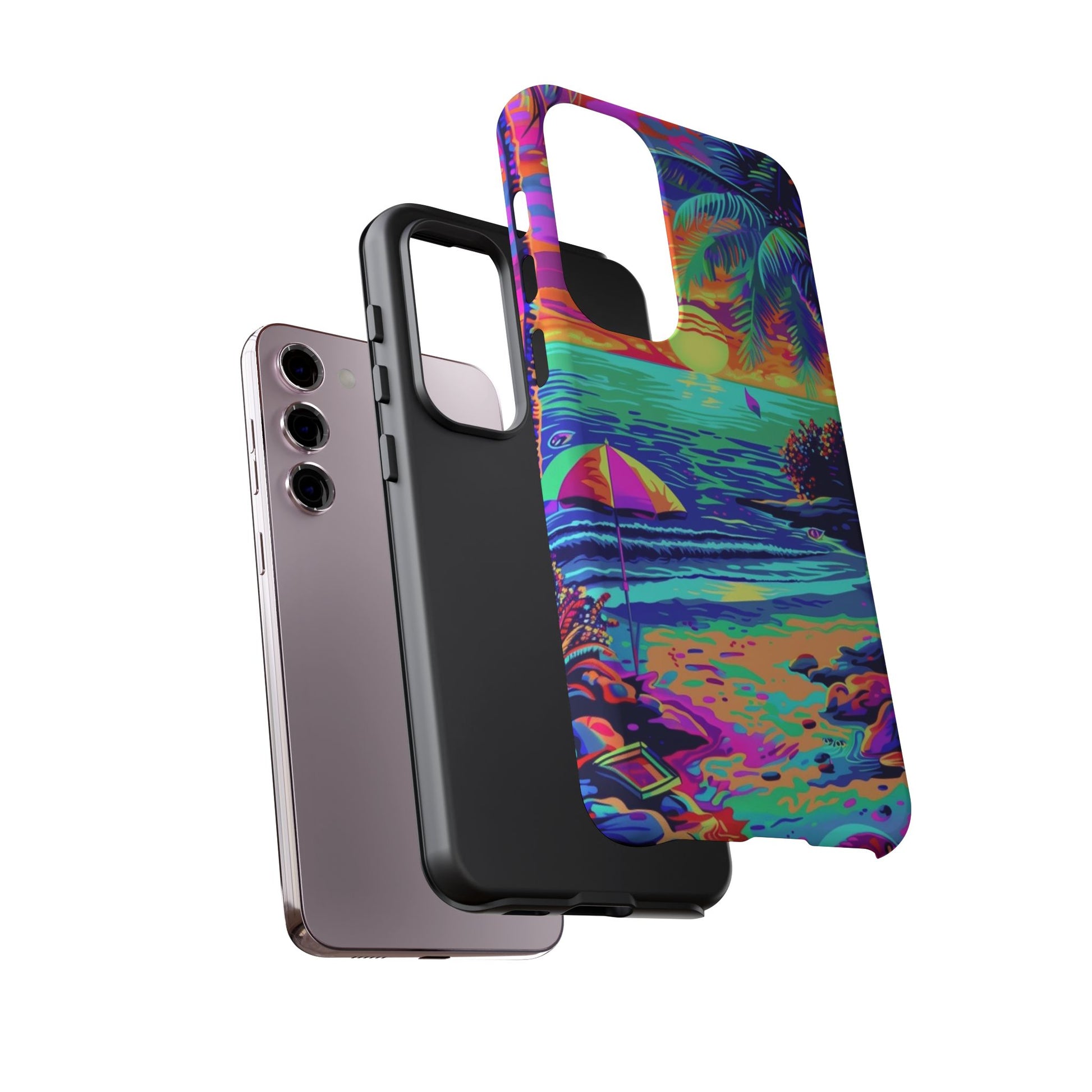 Beach Bliss: Durable Android Phone Case with Lisa Frank Style