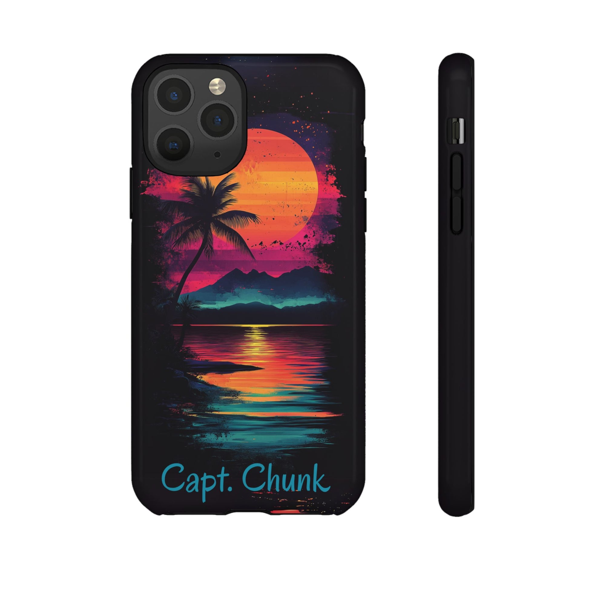 Custom Personalized Retro Palm Tree Sunset Phone Case iPhone 14 15 16 Pro Max Galaxy S24 Google Pixel Mountain Beach Fantasy Surfing Neon