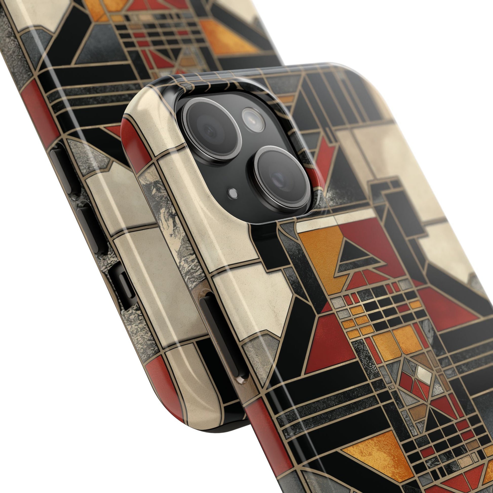 Frank Lloyd Wright Inspired Stained Glass Phone Case - Geometric Elegance for iPhone Models