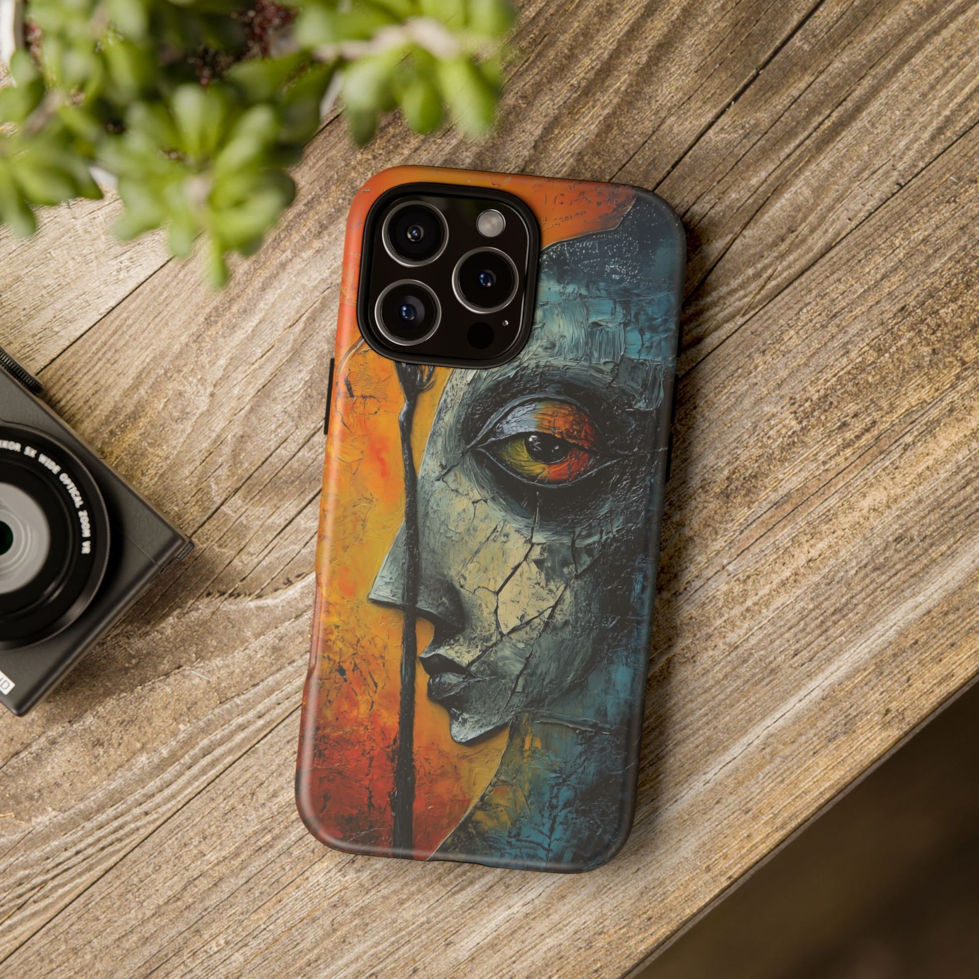 Surrealist Art Phone Case Salvador Dali Style Face Tough Case Unique Artistic 3D Textured Look Surrealism Gift Art iPhone 13 14 15 16