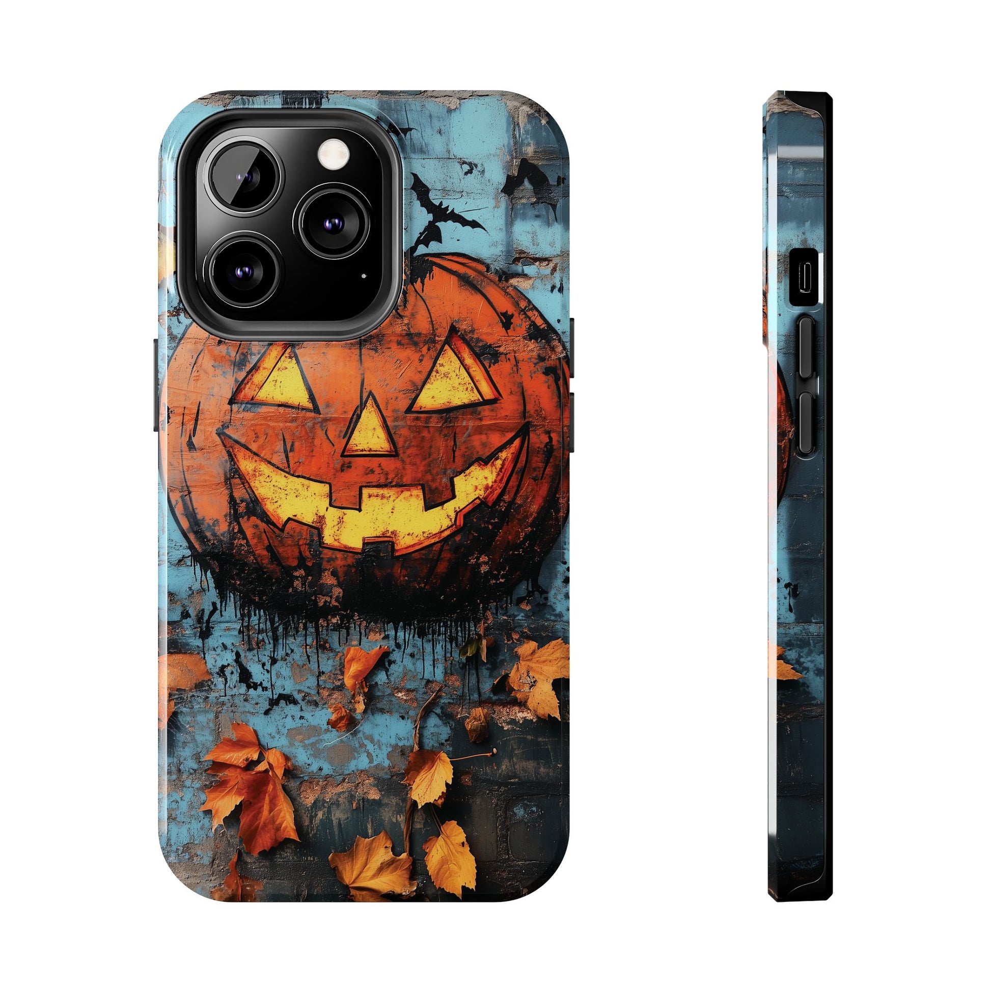 Autumn Artistic Halloween Fall Pumpkin Jack Wall Gothic Dark Academia Street Art Urban Graffiti Phone Case Street iPhone 15 Pro Max Samsung