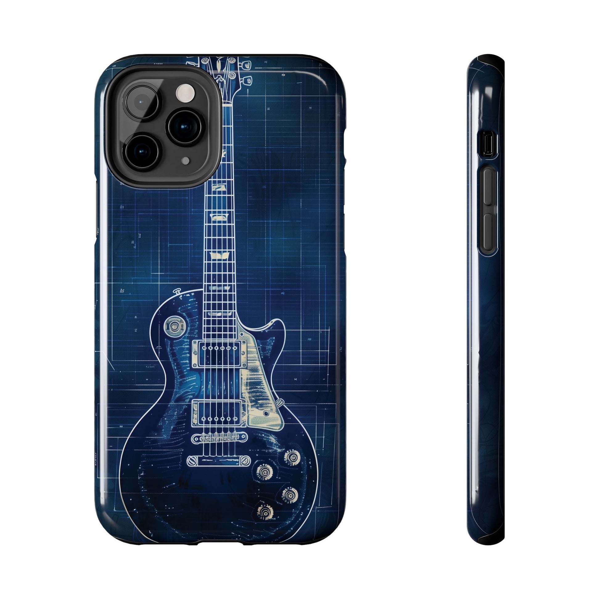 Guitar Phone Case, Guitar Blueprint iPhone Cover, Vintage Guitar Design, Custom iPhone Covers, Rock Music Phone Accessories, Musician Gift
