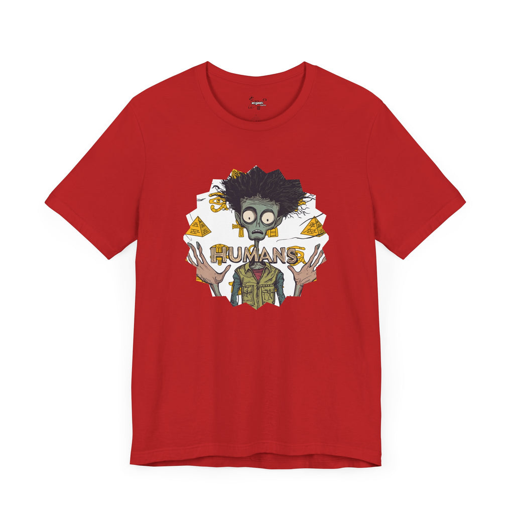 Alien Conspiracy Theory Ancient Human Fan Graphic Tee Crazy Hair Pyramids Egyptians UFO Shirt Extraterrestrial