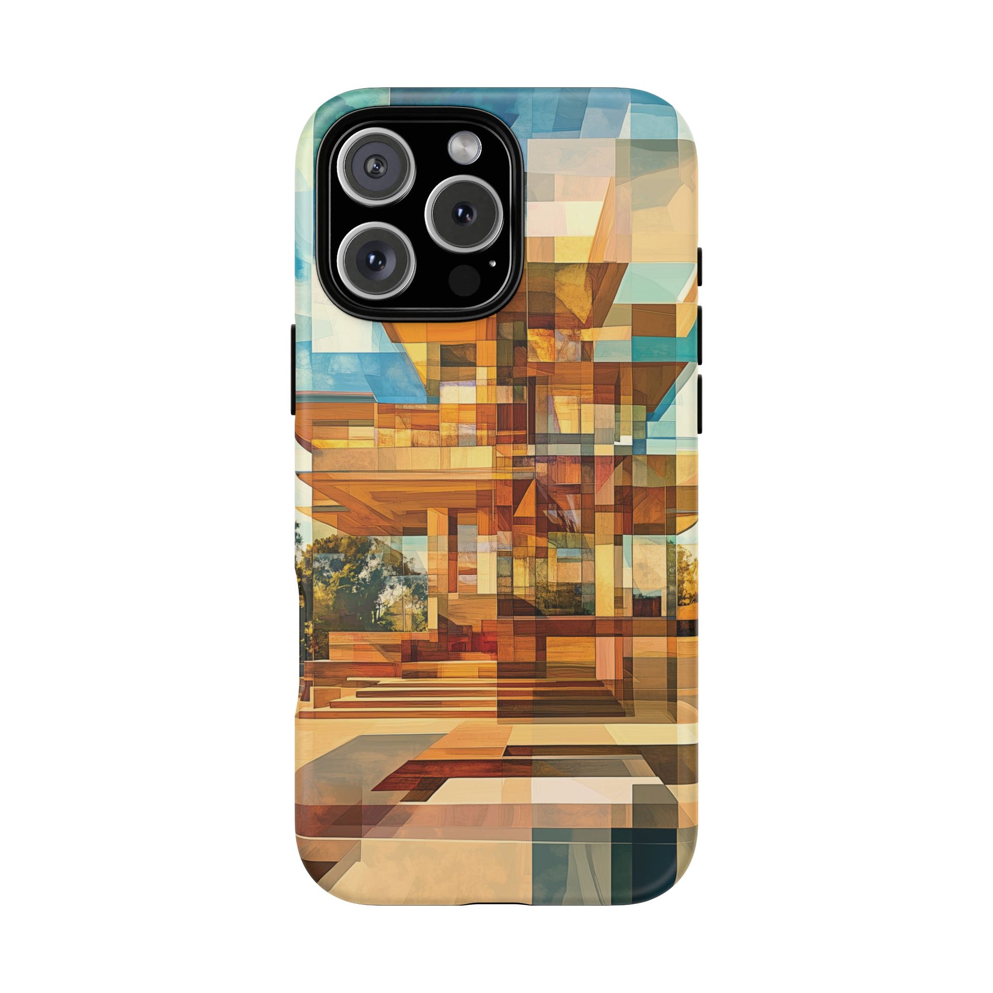Frank Lloyd Wright Inspired Prairie Usonian Phone Case Geometric Stained Glass Art Deco Marble Gold 13 14 15 16 iPhone Pro Max Galaxy Pixel