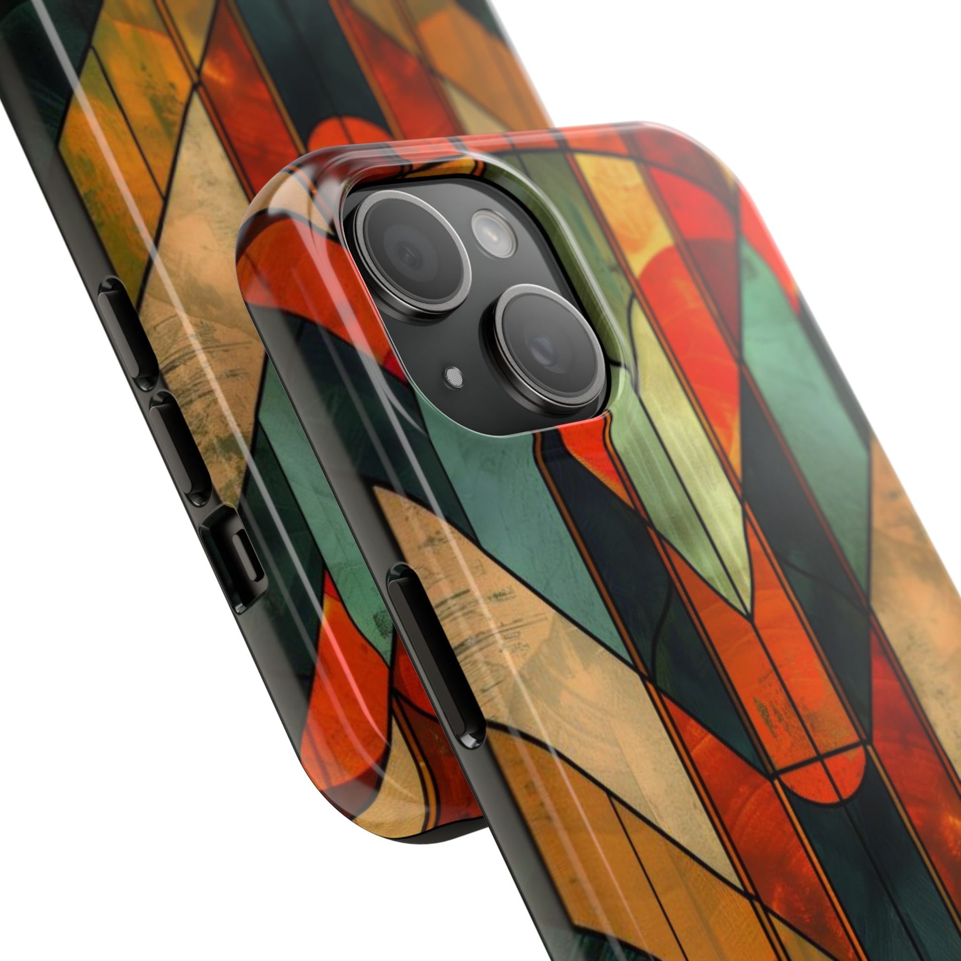 Noir Art Deco Colorful Stained Glass - Durable Dual Layer Iphone Case - Architect Phone Case