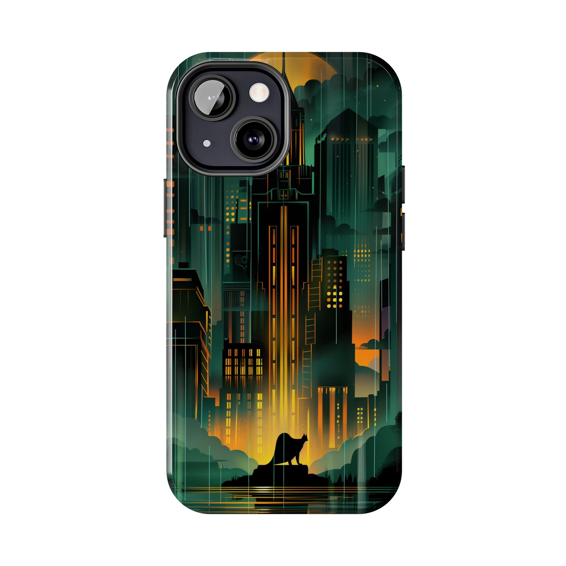 Nighttime Batman Phone Case - Gotham Art Deco Style - Noir Inspired Phone Cover - Dark Knight Accessory