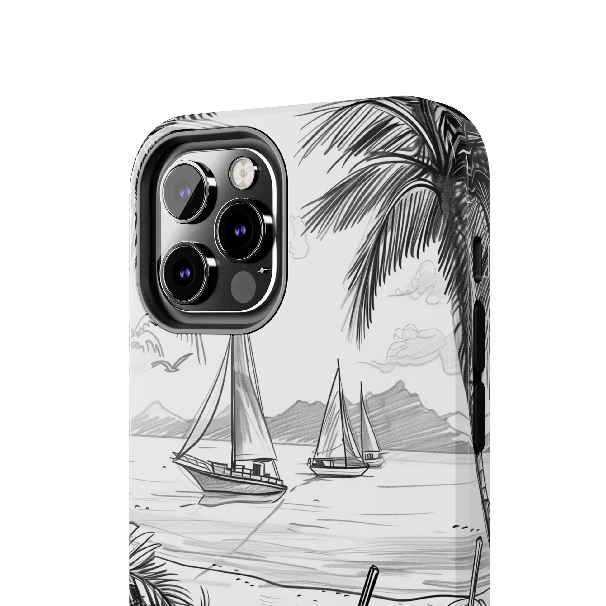 Beach Vibes Phone Case: Hand-Drawn Tiki Drinks & Tropical Paradise Design