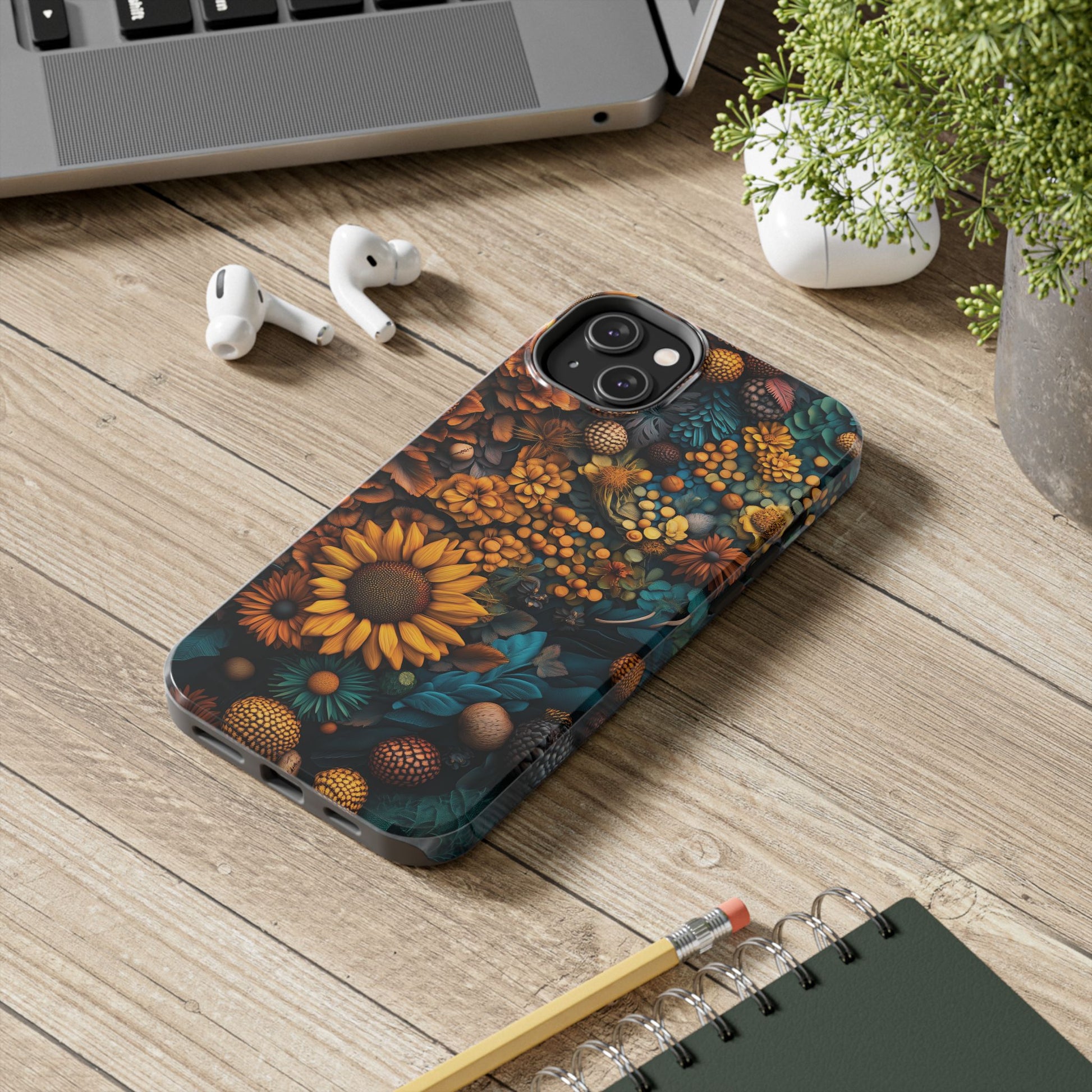 Cottagecore Vibrant Fall Colors Phone Case Autumn Dried Flowers Fall Sunflowers iPhone 15 Pro Max Samsung Galaxy