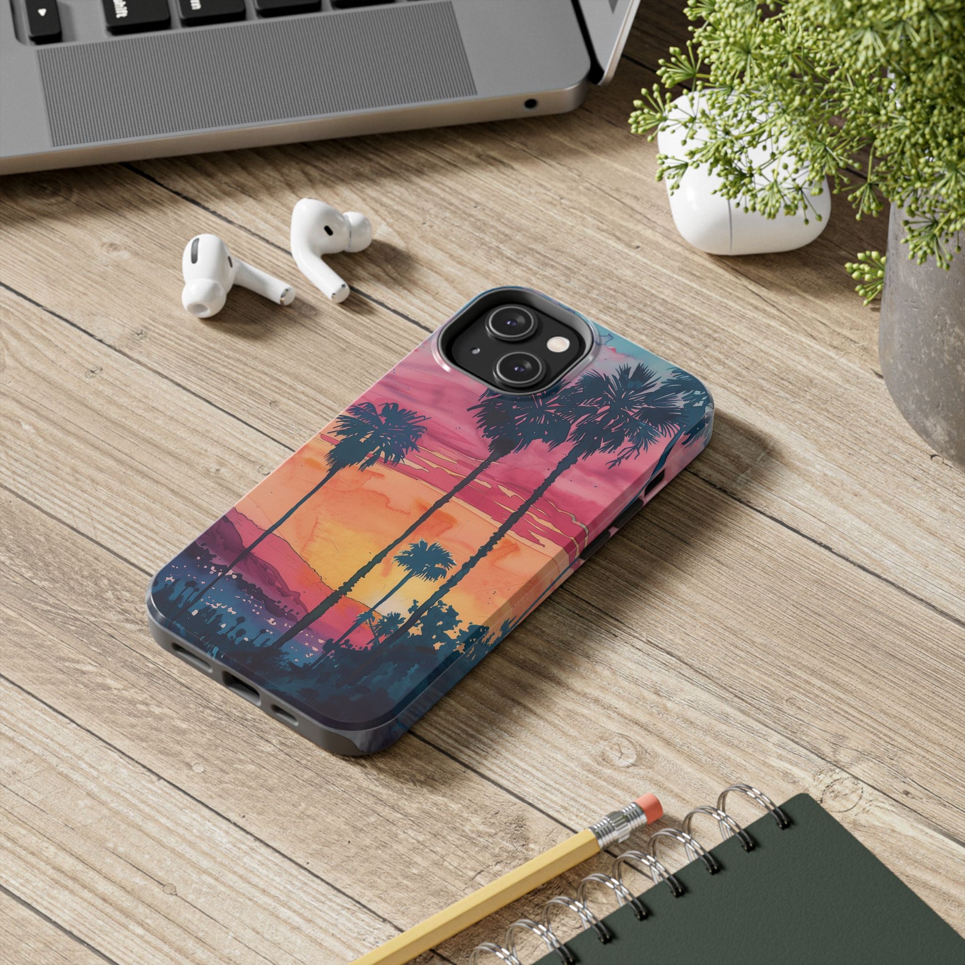 Los Angeles Sunset iPhone Case, Golden Hour Scenic View, Hollywood Hills Sunset Phone Case, Palm Trees Phone Case, iphone 15 pro max case
